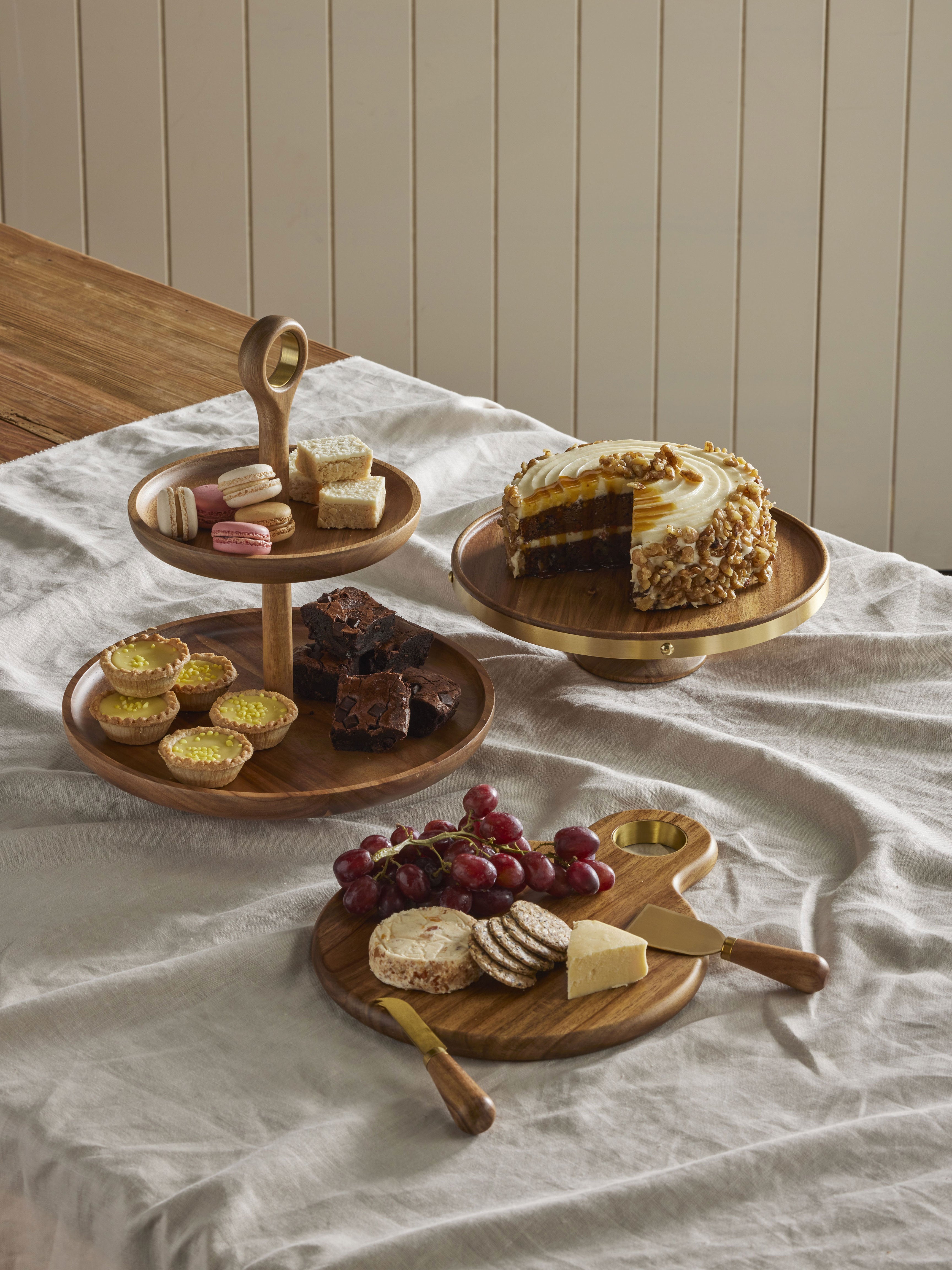 Acacia Brass Cheese Knives Set