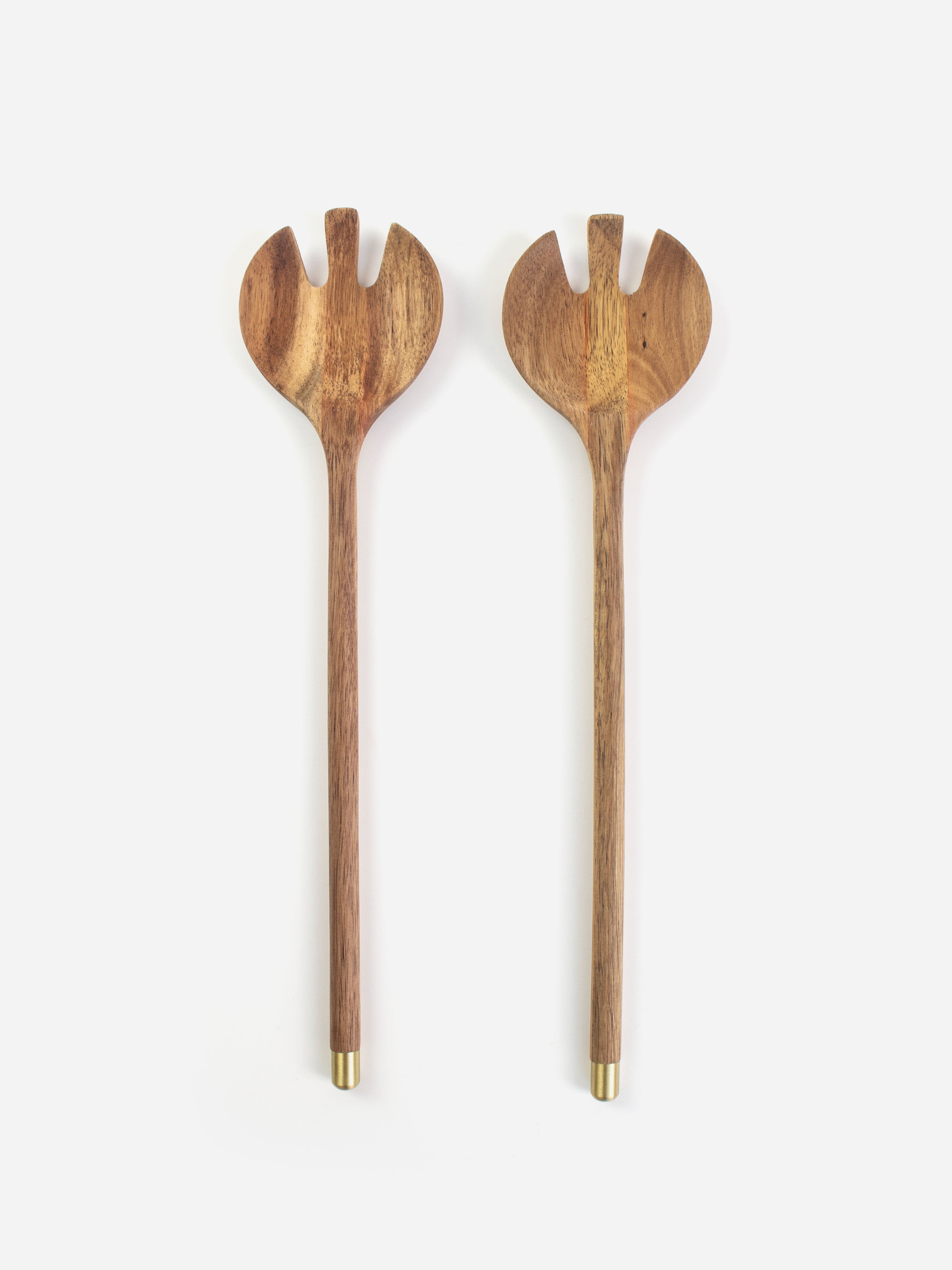 Acacia & Brass Salad Servers