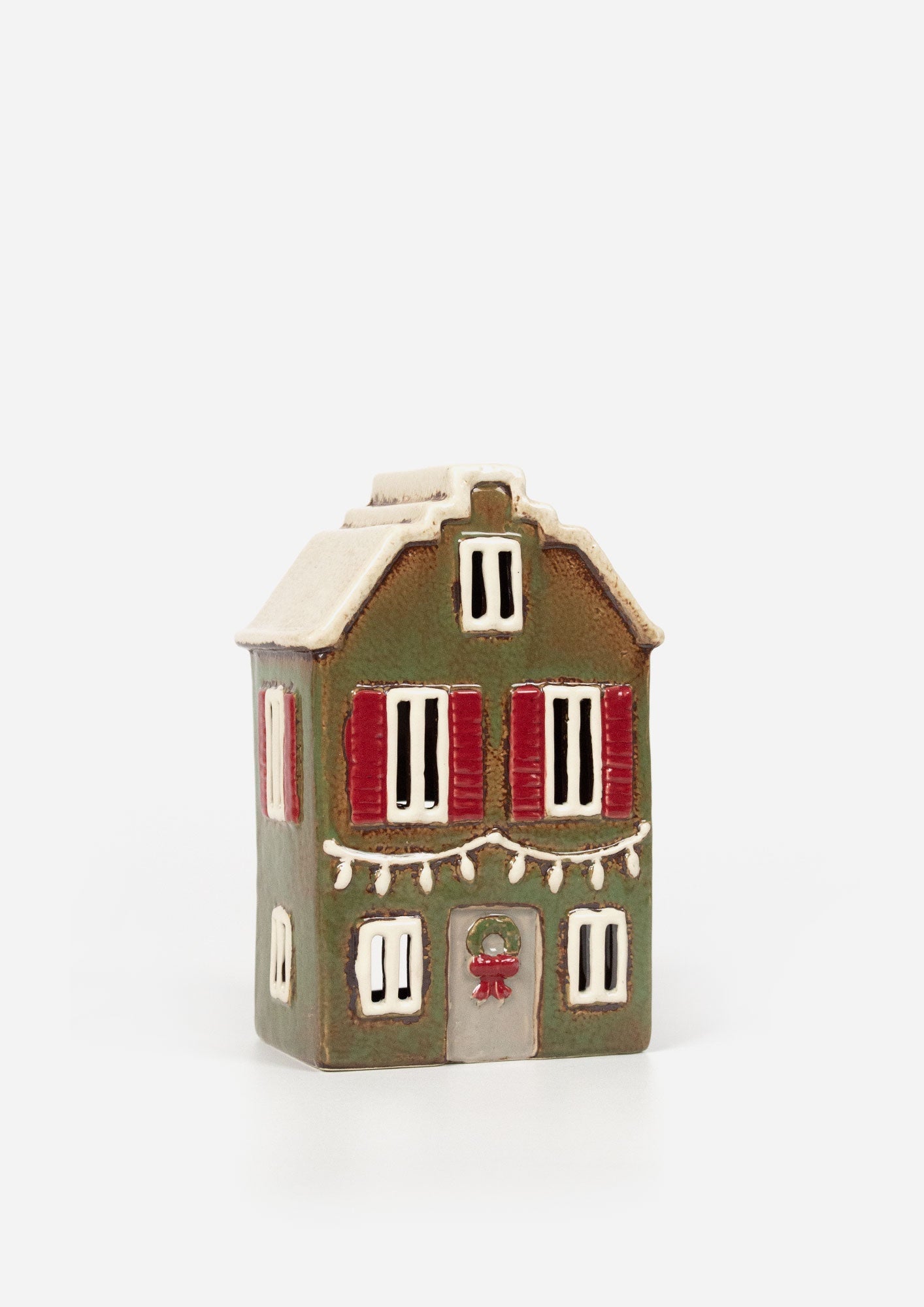 Alsace Christmas Green Tea Light House with Shutters