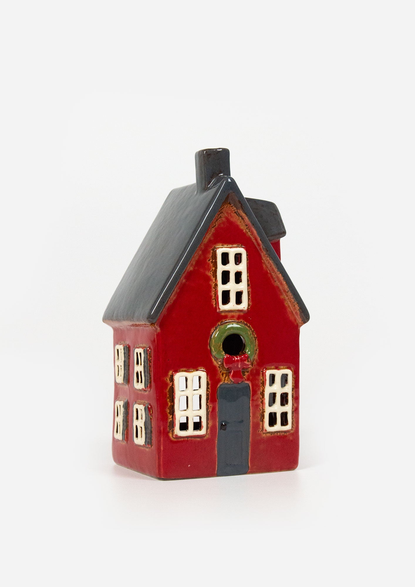 Alsace Red Tea Light Cottage with Wreath