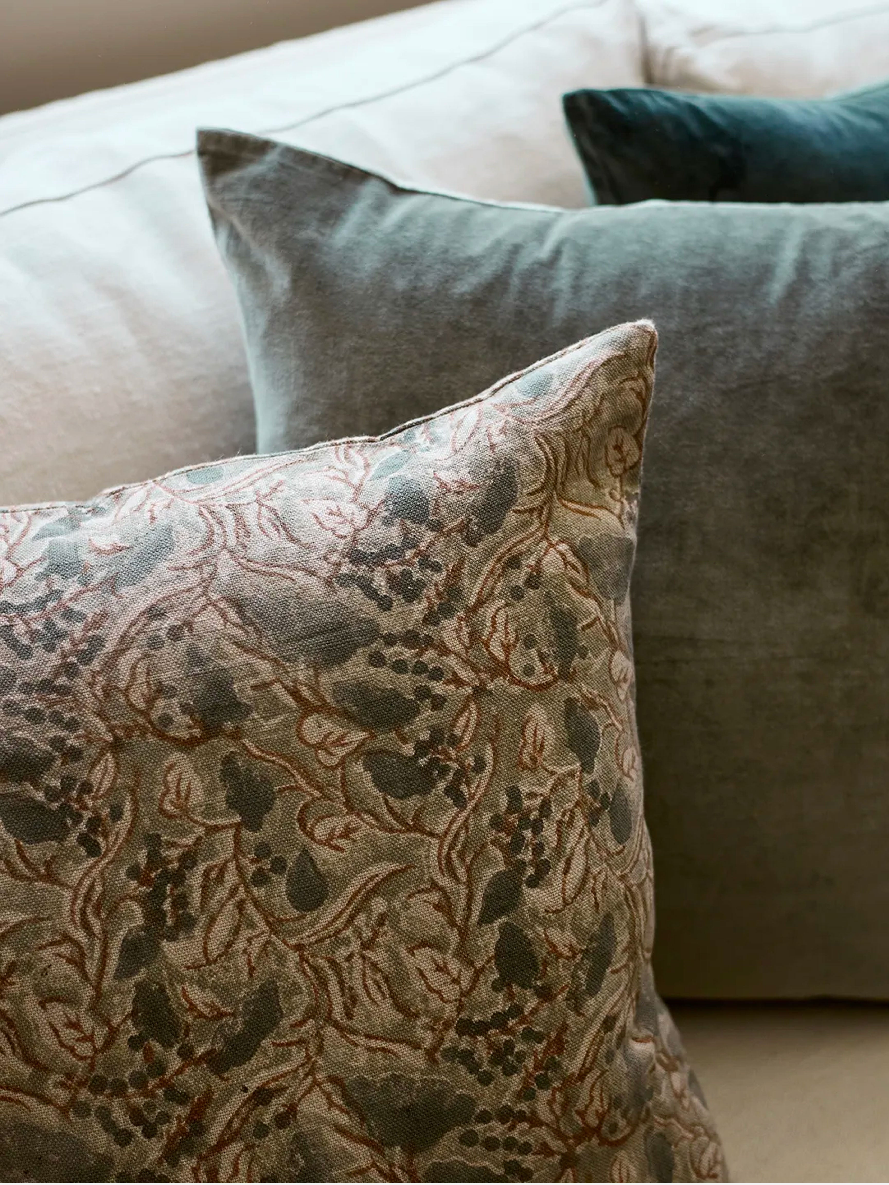 Amira Floral Handblock Cushion Cover