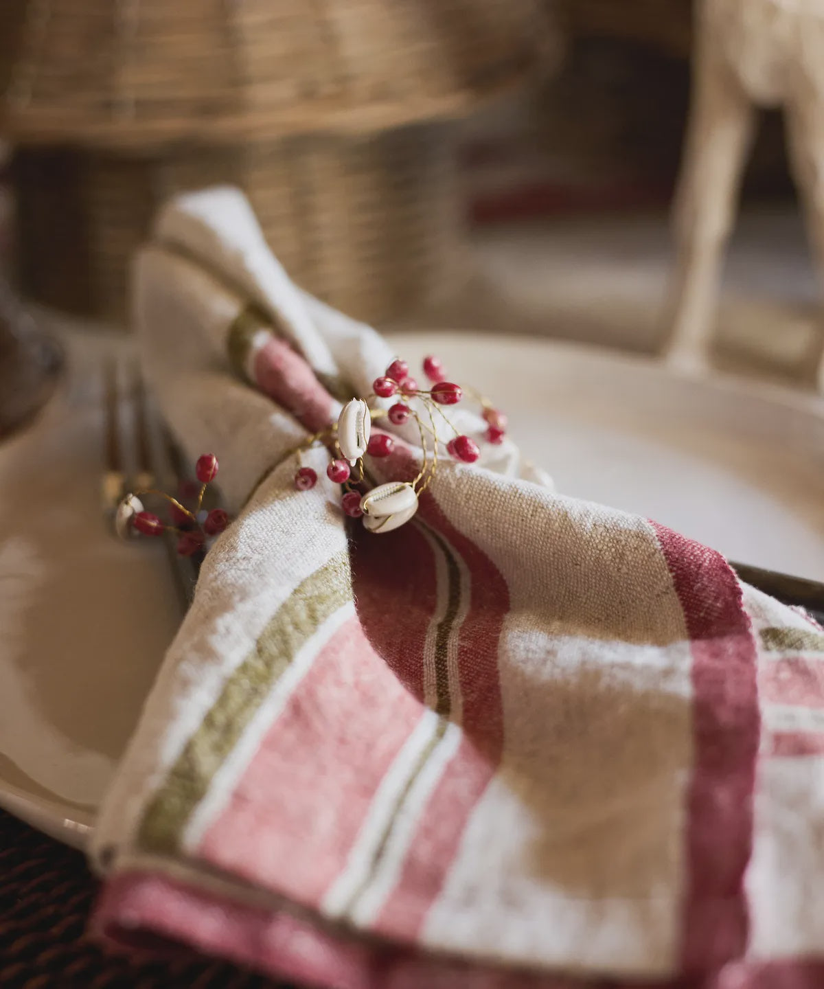Beaded Red Napkin Ring