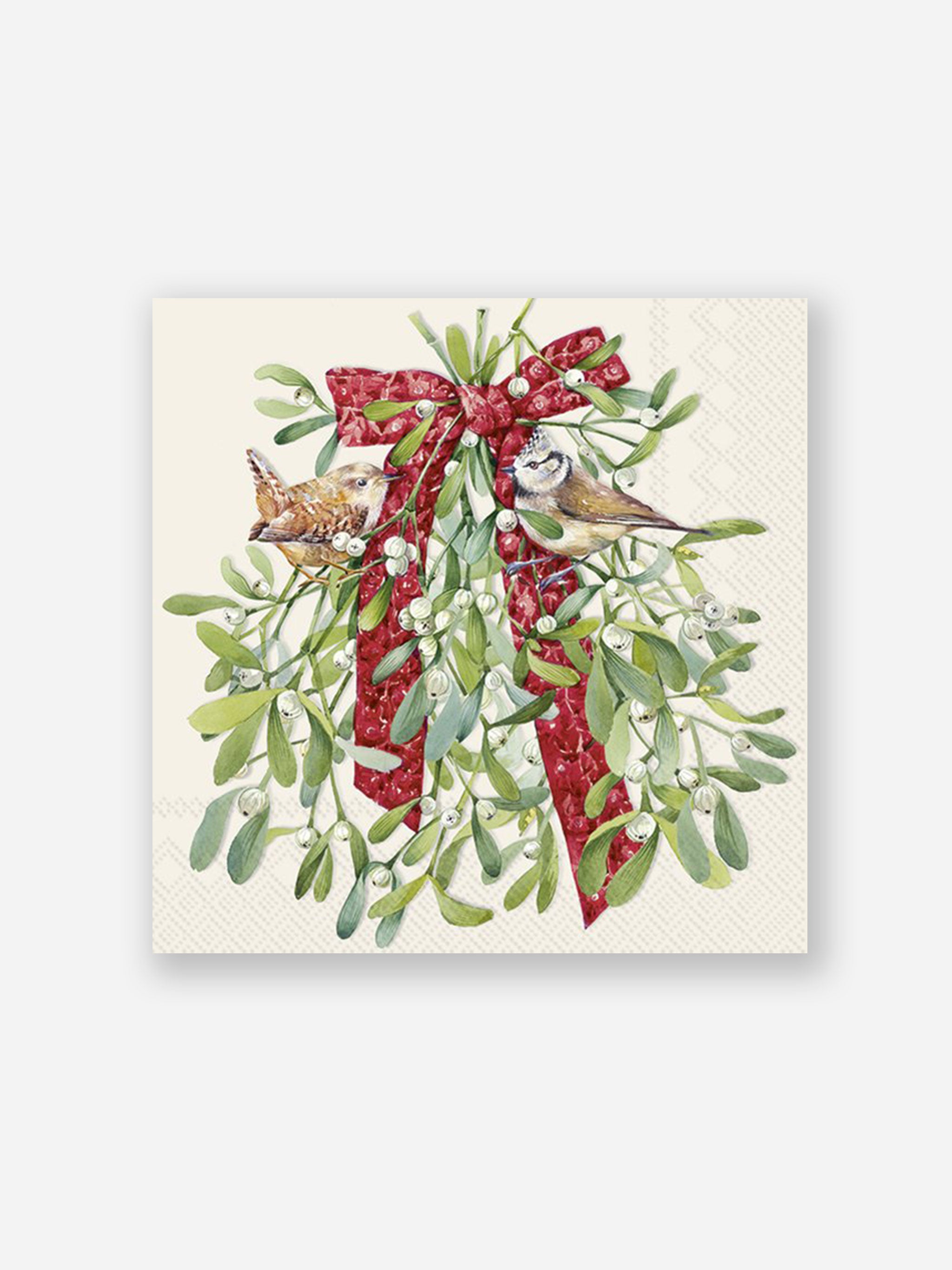 Birds in Mistletoe Napkins