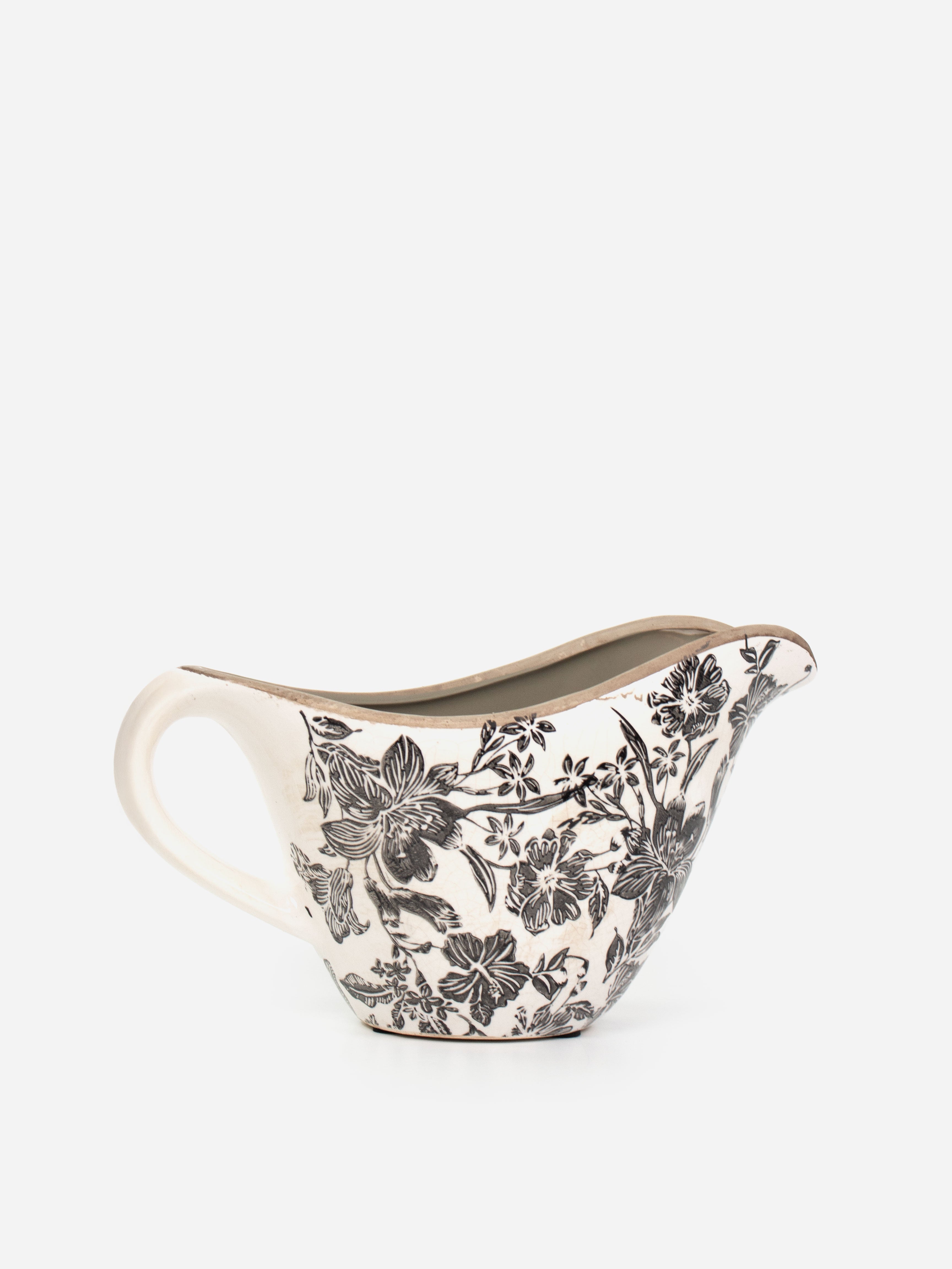 Black Floral Bowl Jug