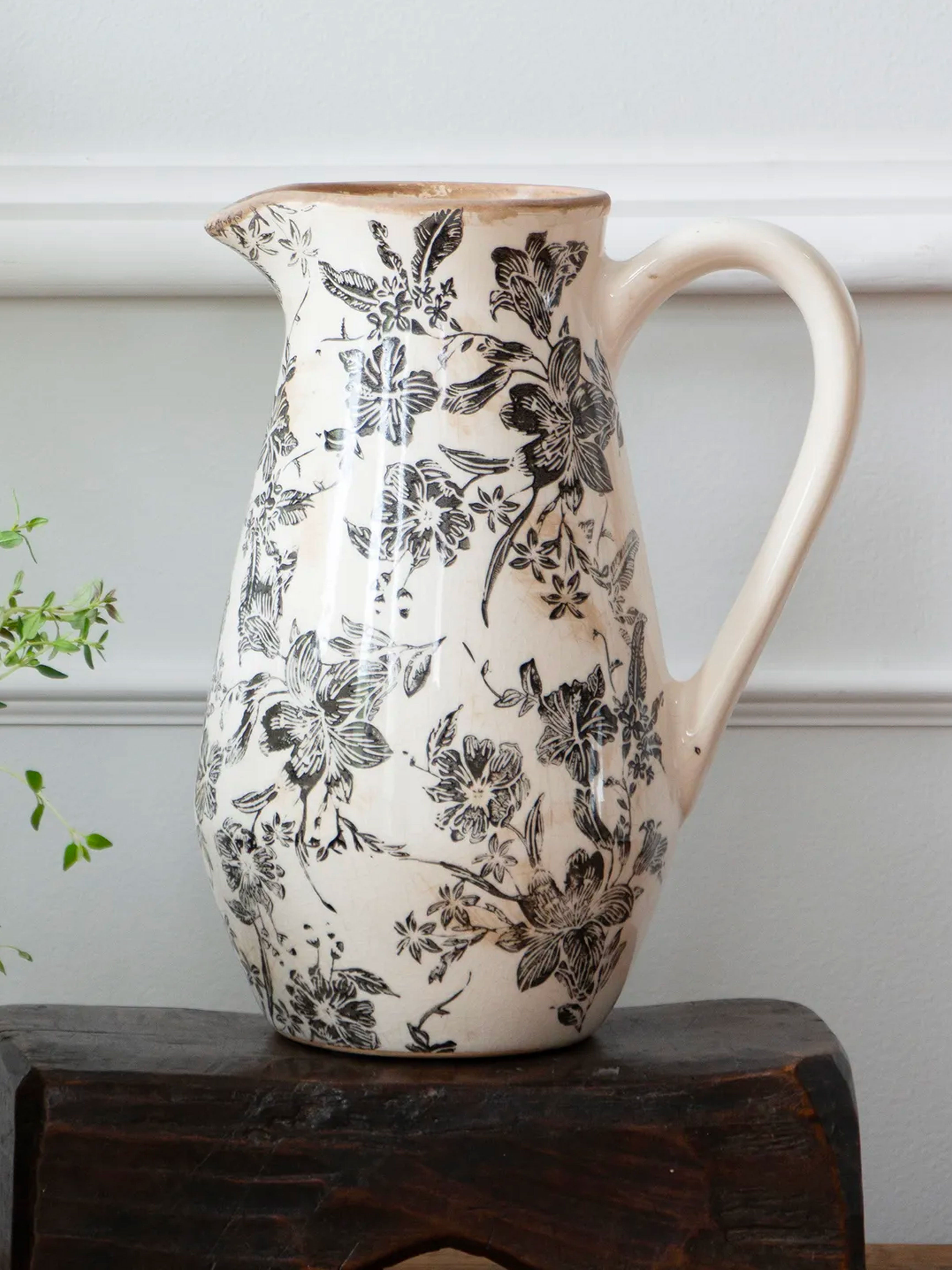 Black Floral Jug