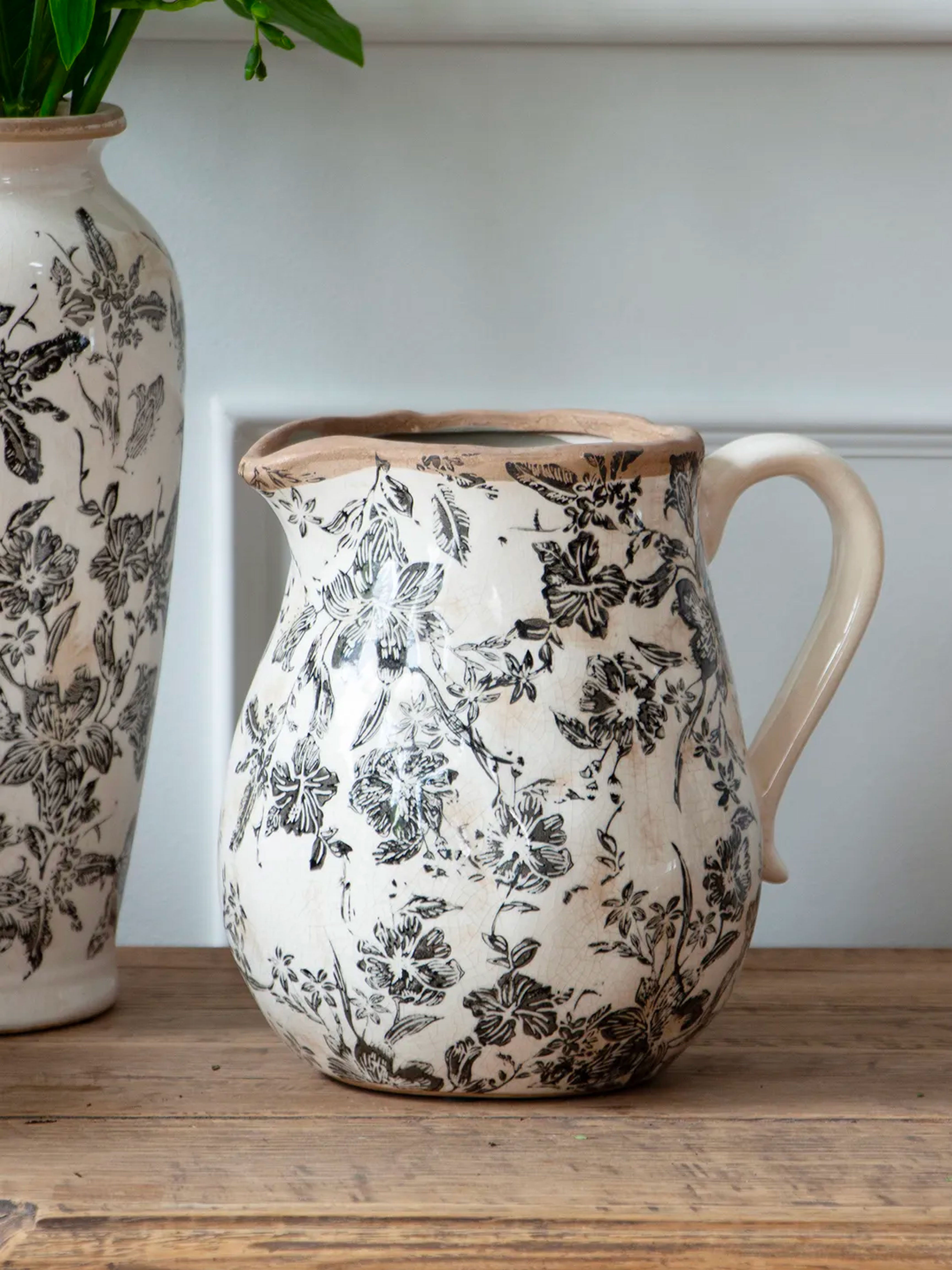 Black Floral Jug