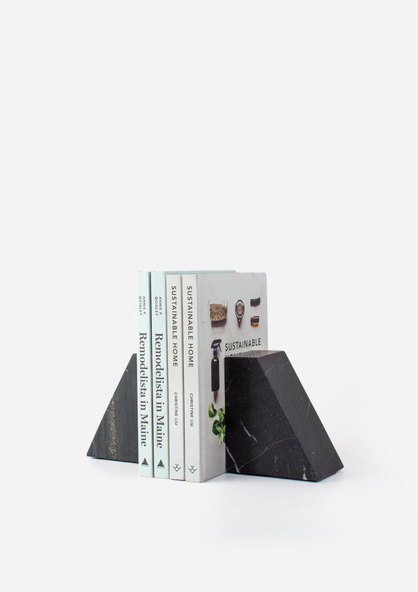 Marble Bookends  Pair - Black