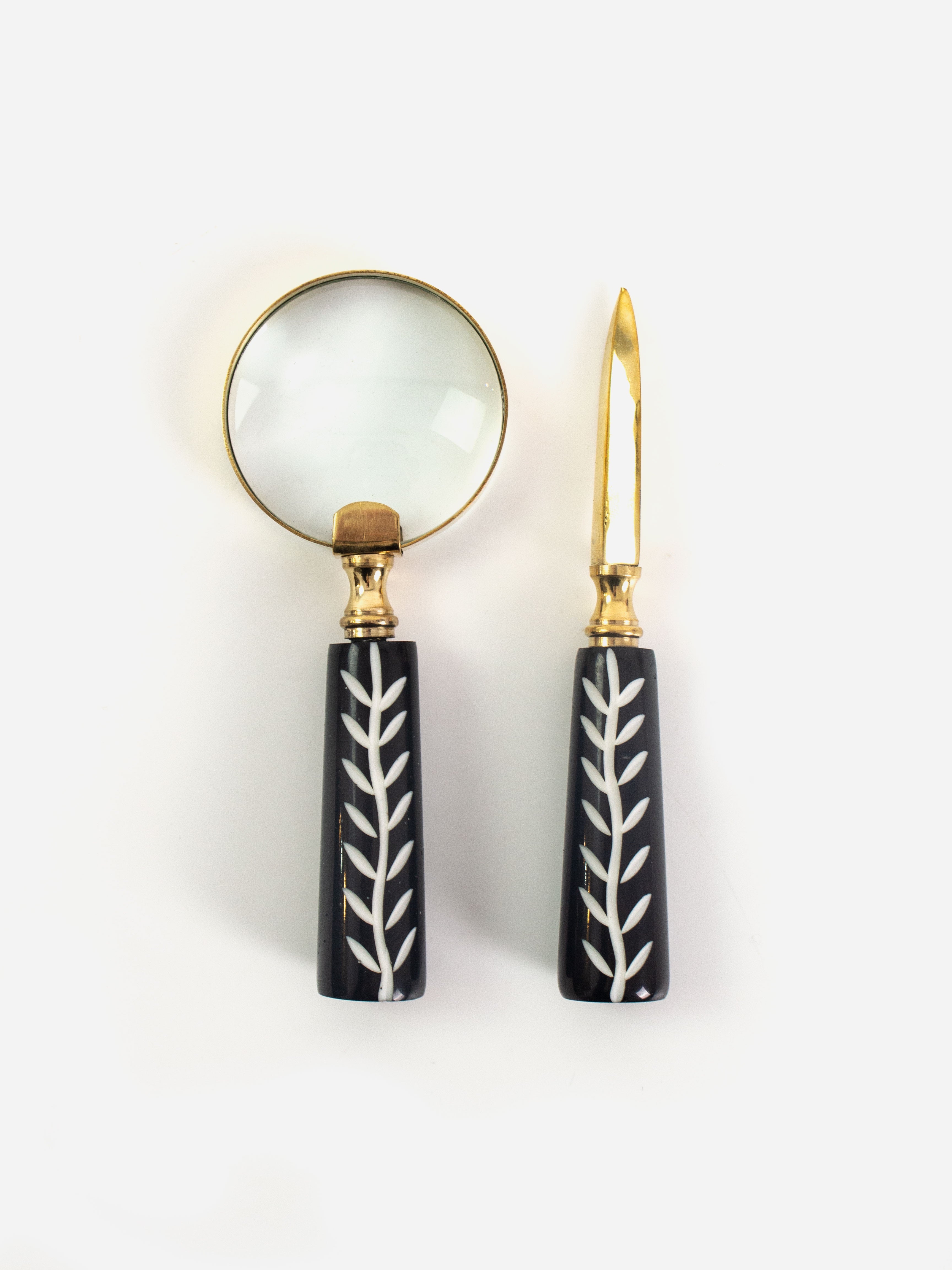 Carved Leaf Magnifier & Letter Opener Set