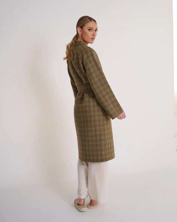 Celine Olive Check Wool Coat