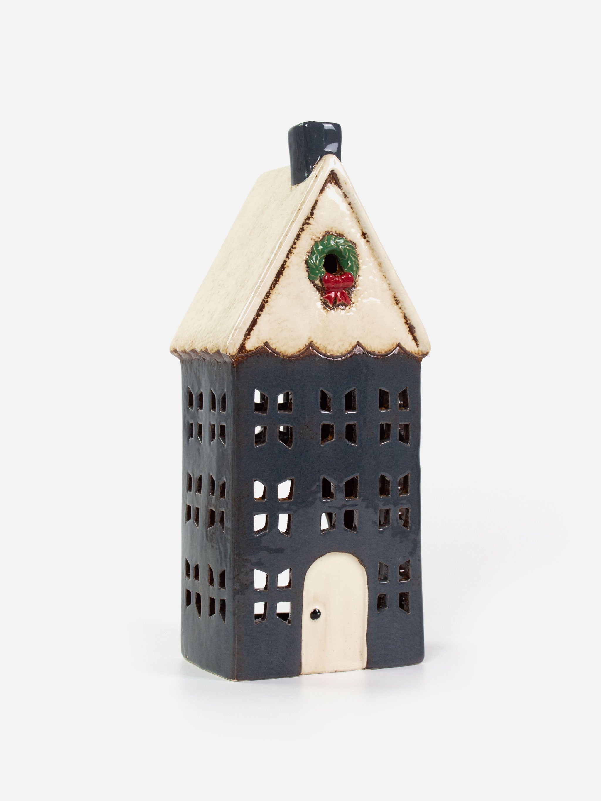 Christmas Blue Wreath Tea Light House