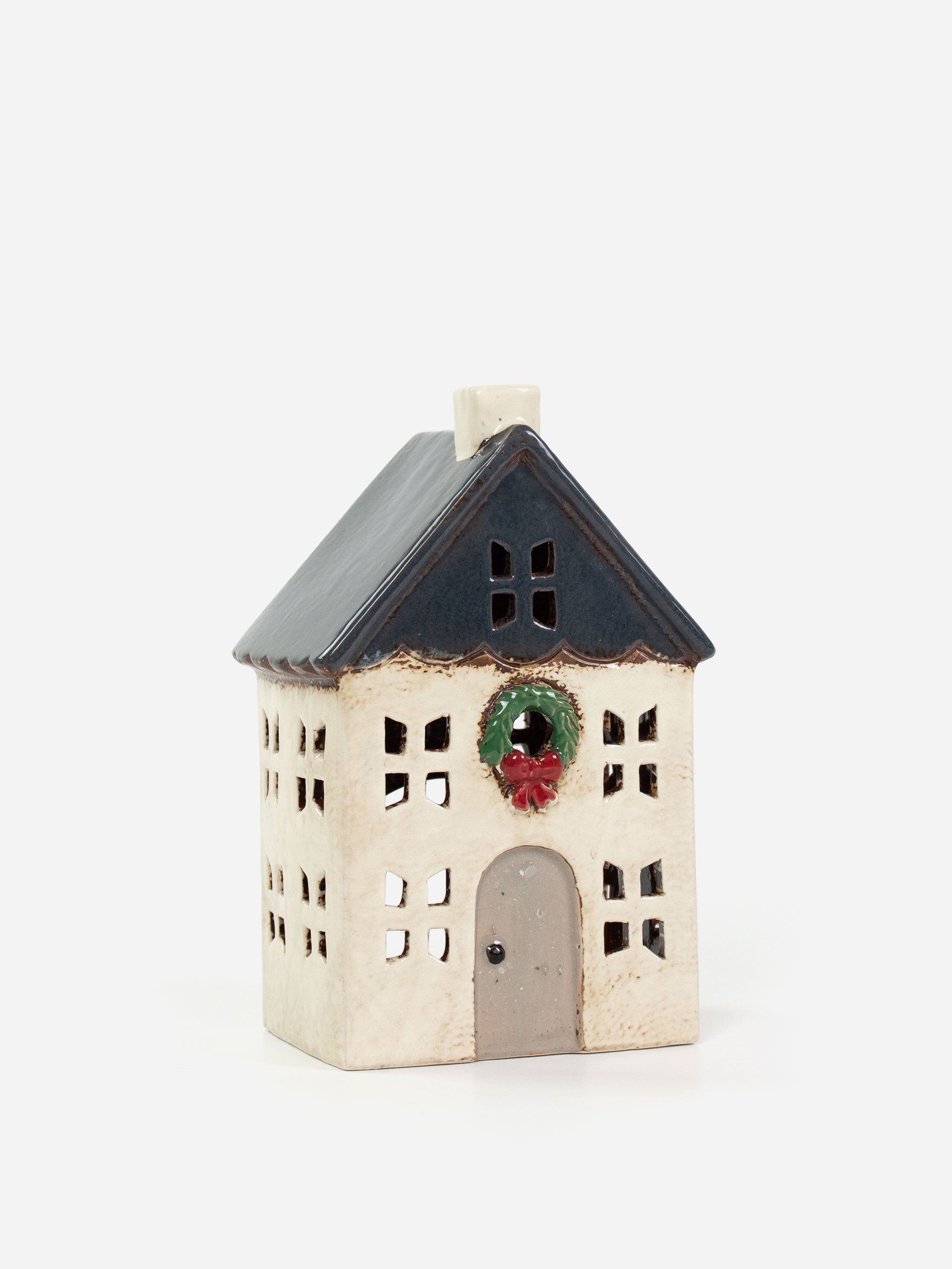 Christmas Small Blue Wreath Tea Light House