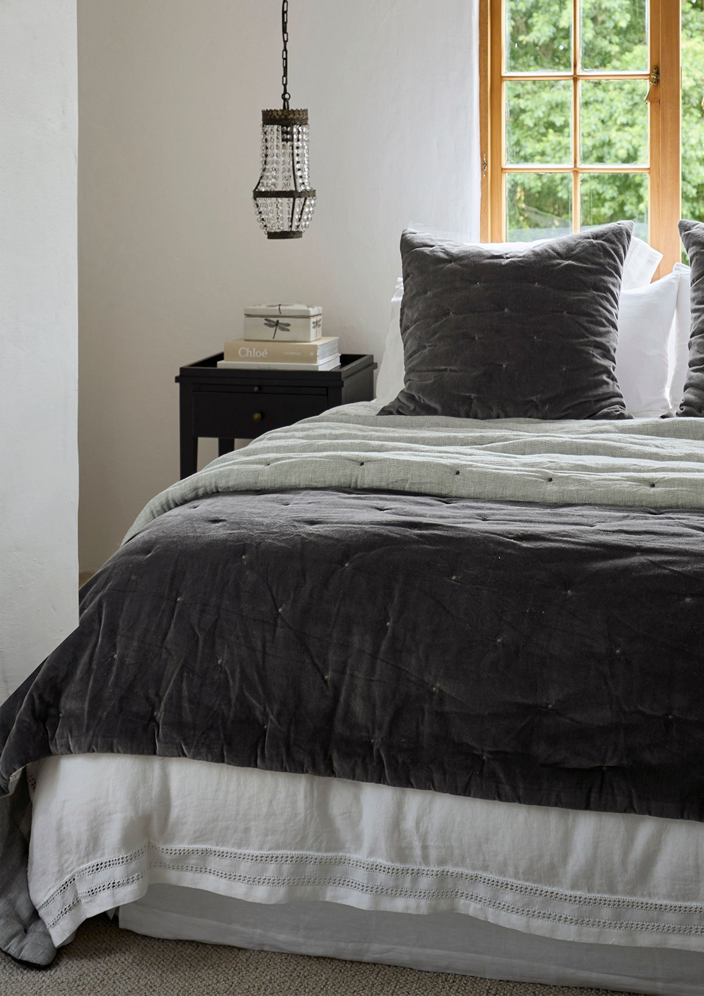 Coal Velvet Euro Cover Set