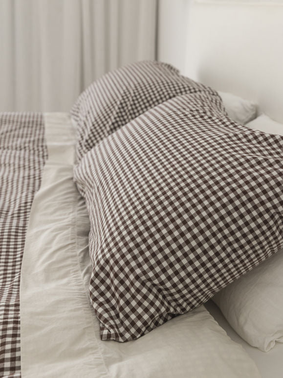 Cocoa Gingham Pillowcase Pair