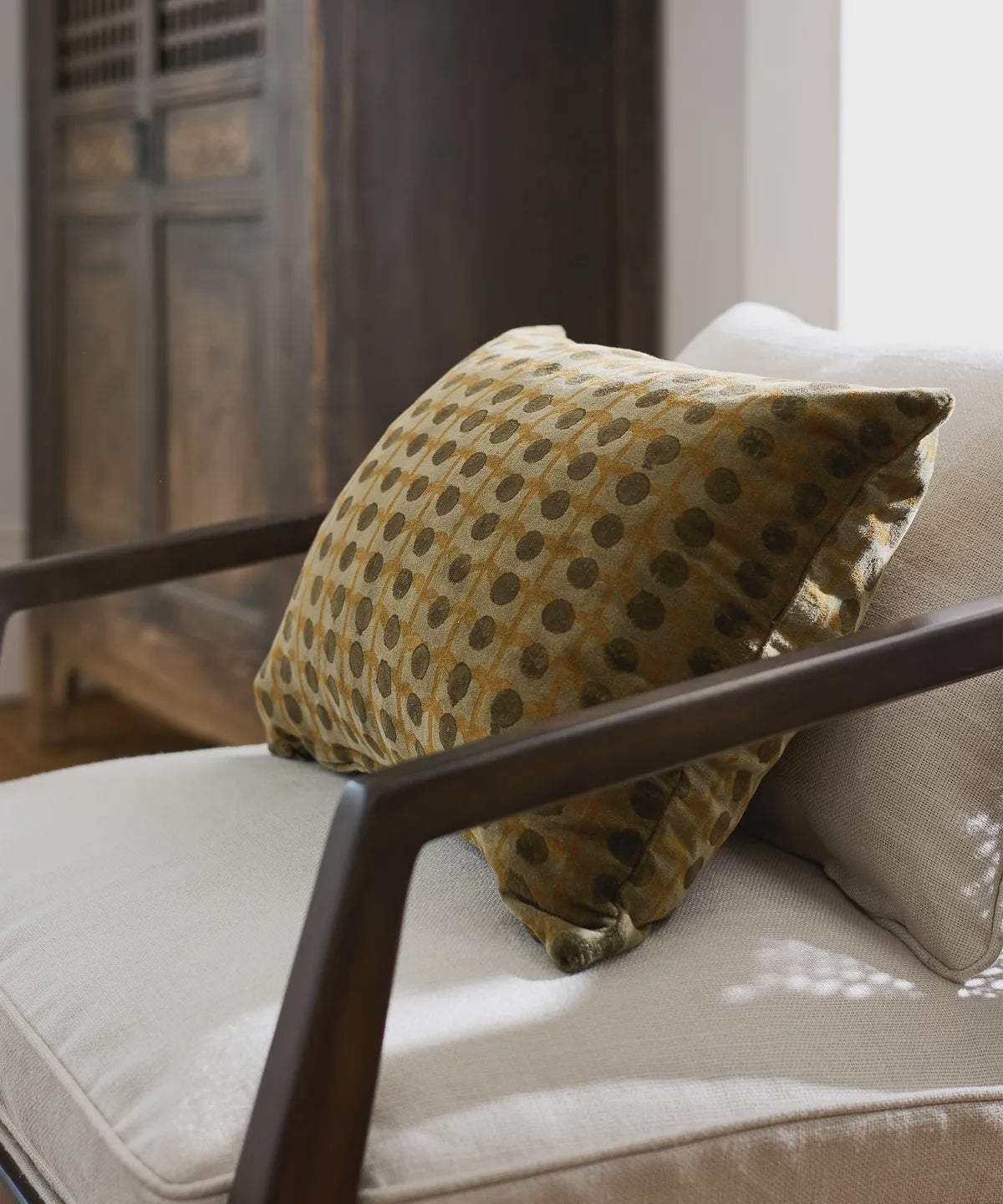 Dots Handblock Velvet Cushion