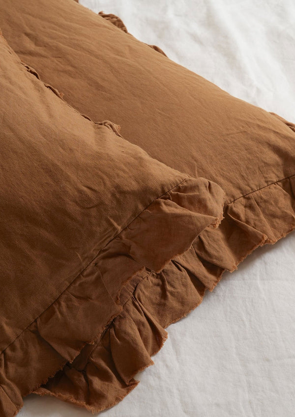 French Linen Ruffle Edge Pillowcase Pair