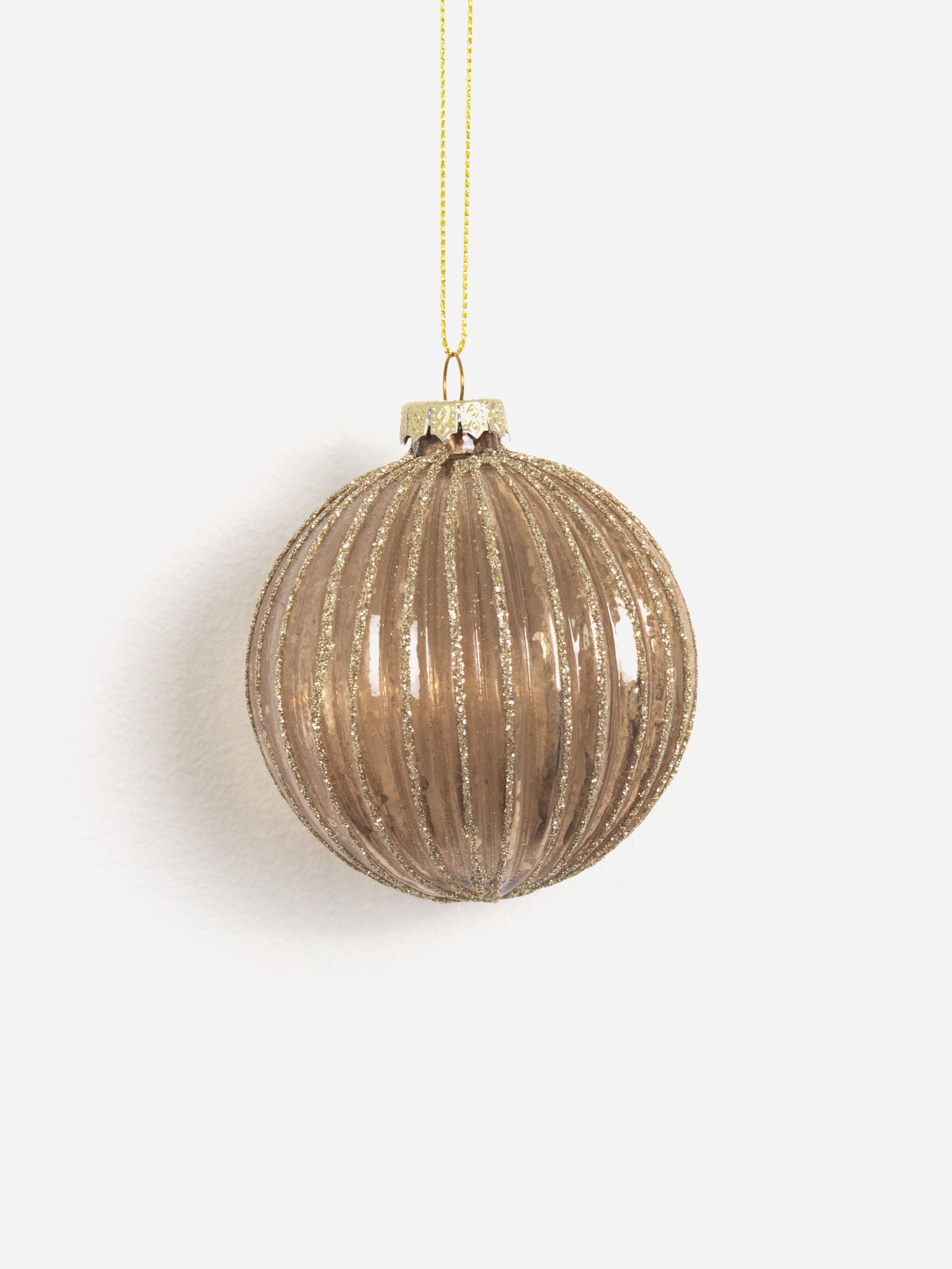 Gold Ribbed Glass Bauble