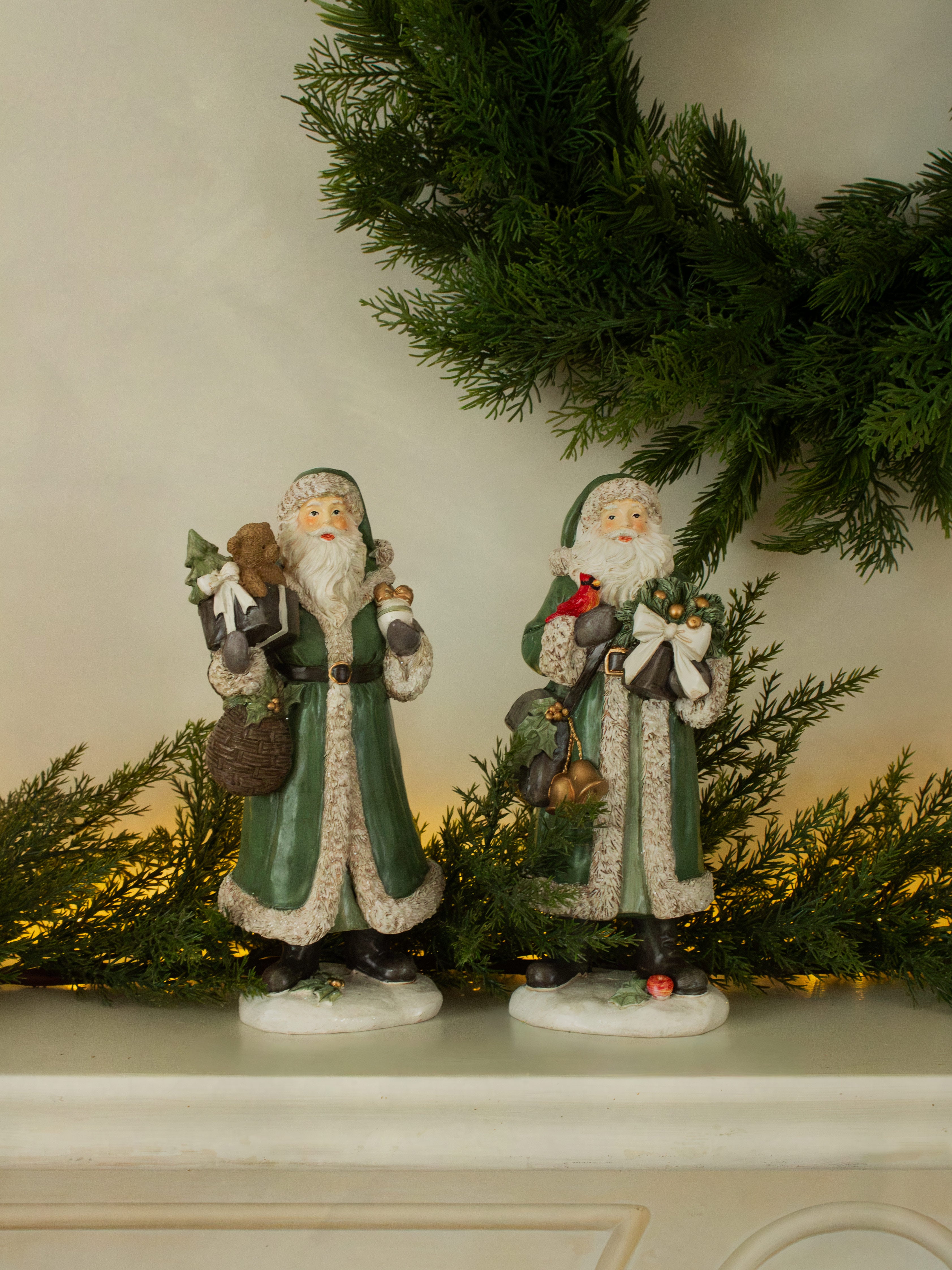 Green Santa with Bear and Basket