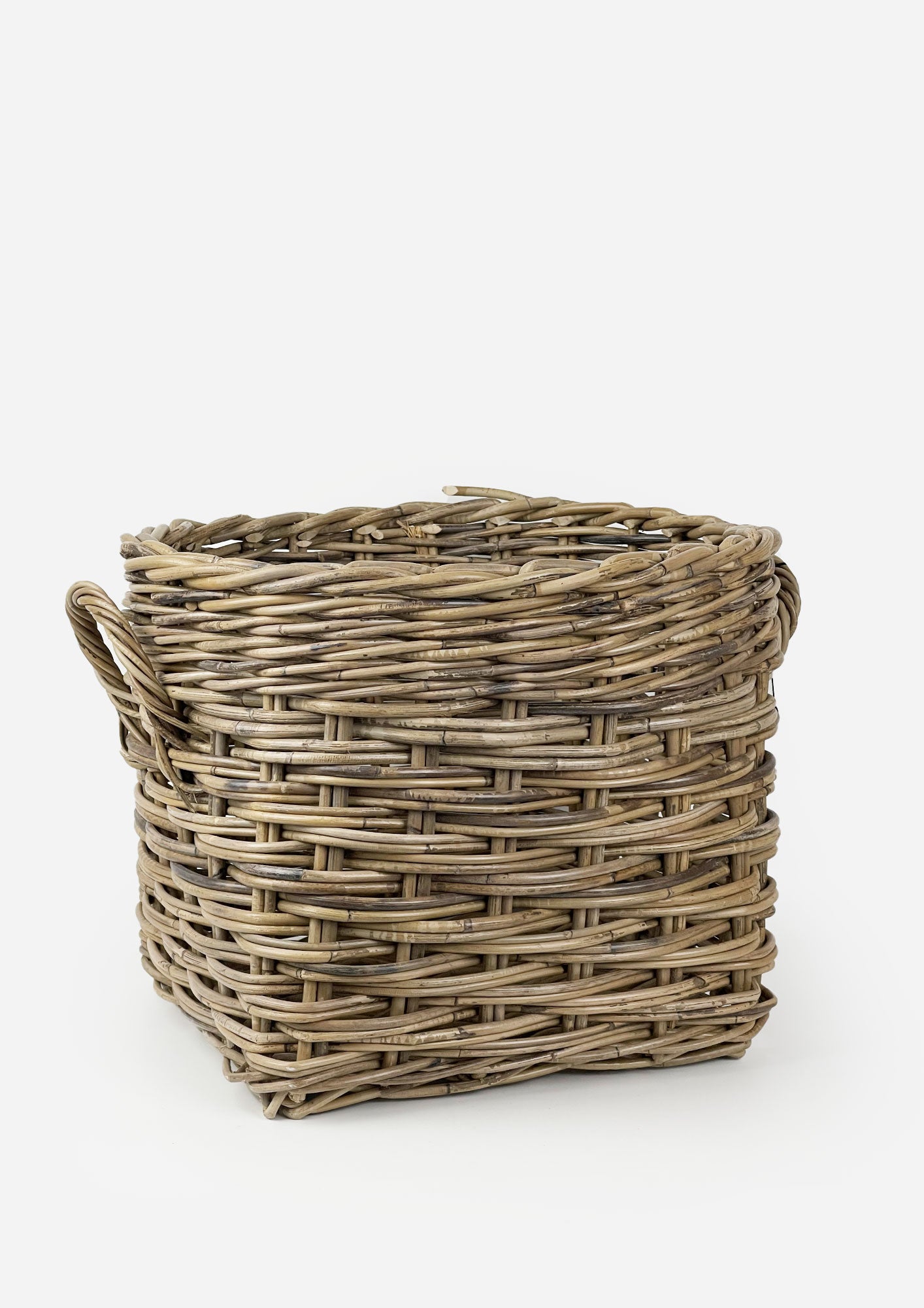 Grove Round Wood Basket with Handles