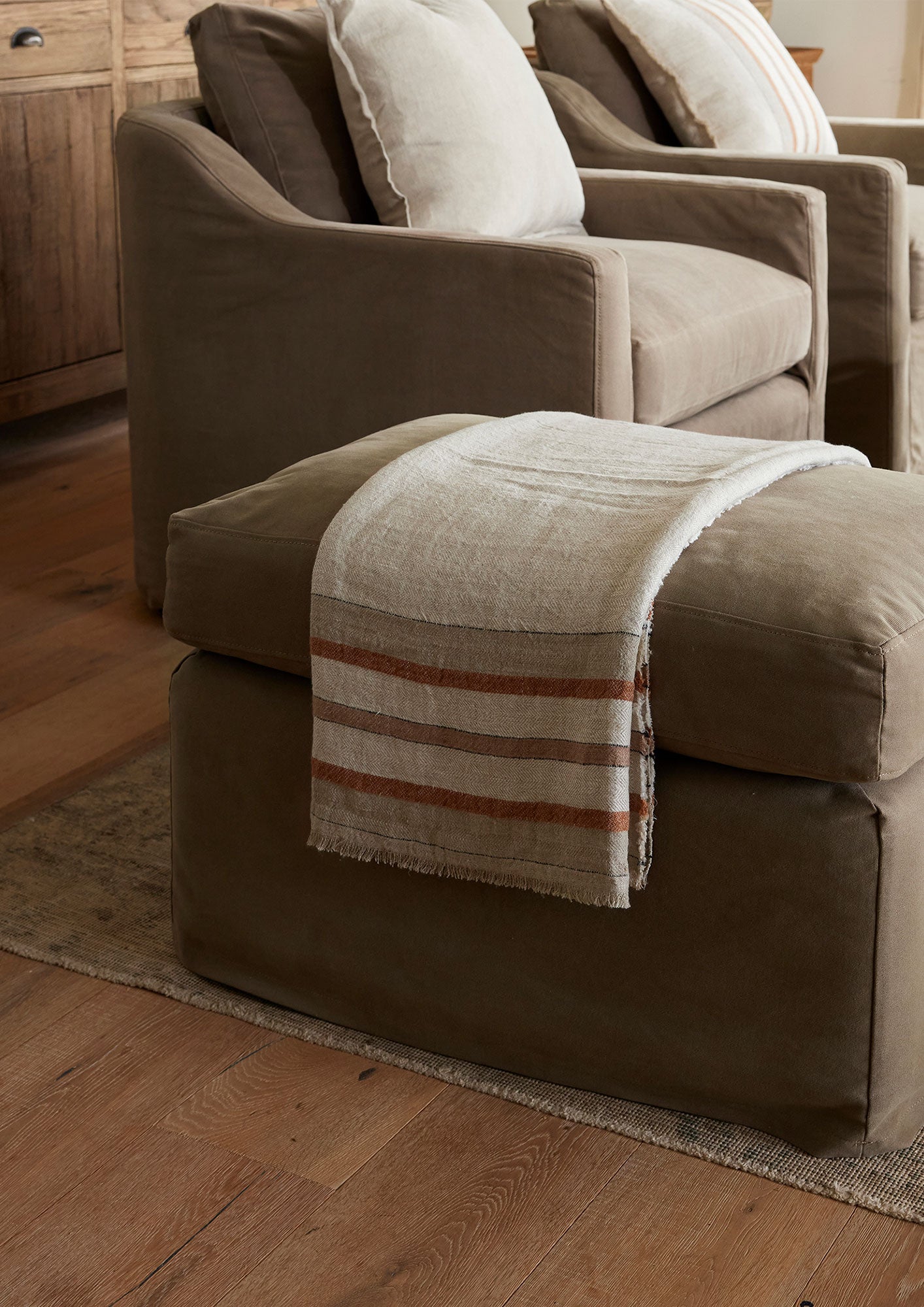 Herringbone Stripe Linen Throw