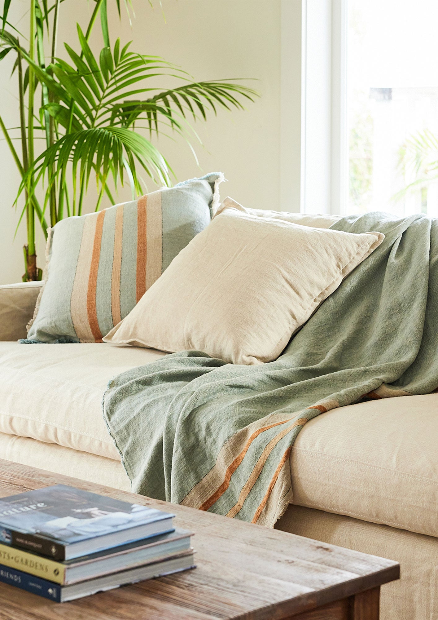 Herringbone Stripe Linen Throw