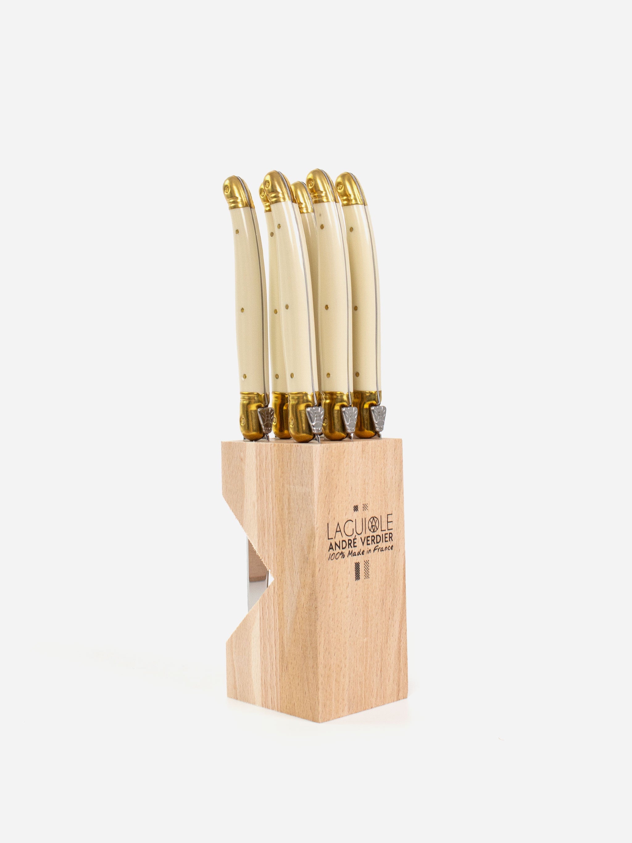 Laguiole Ivory & Brass Steak Knife Block