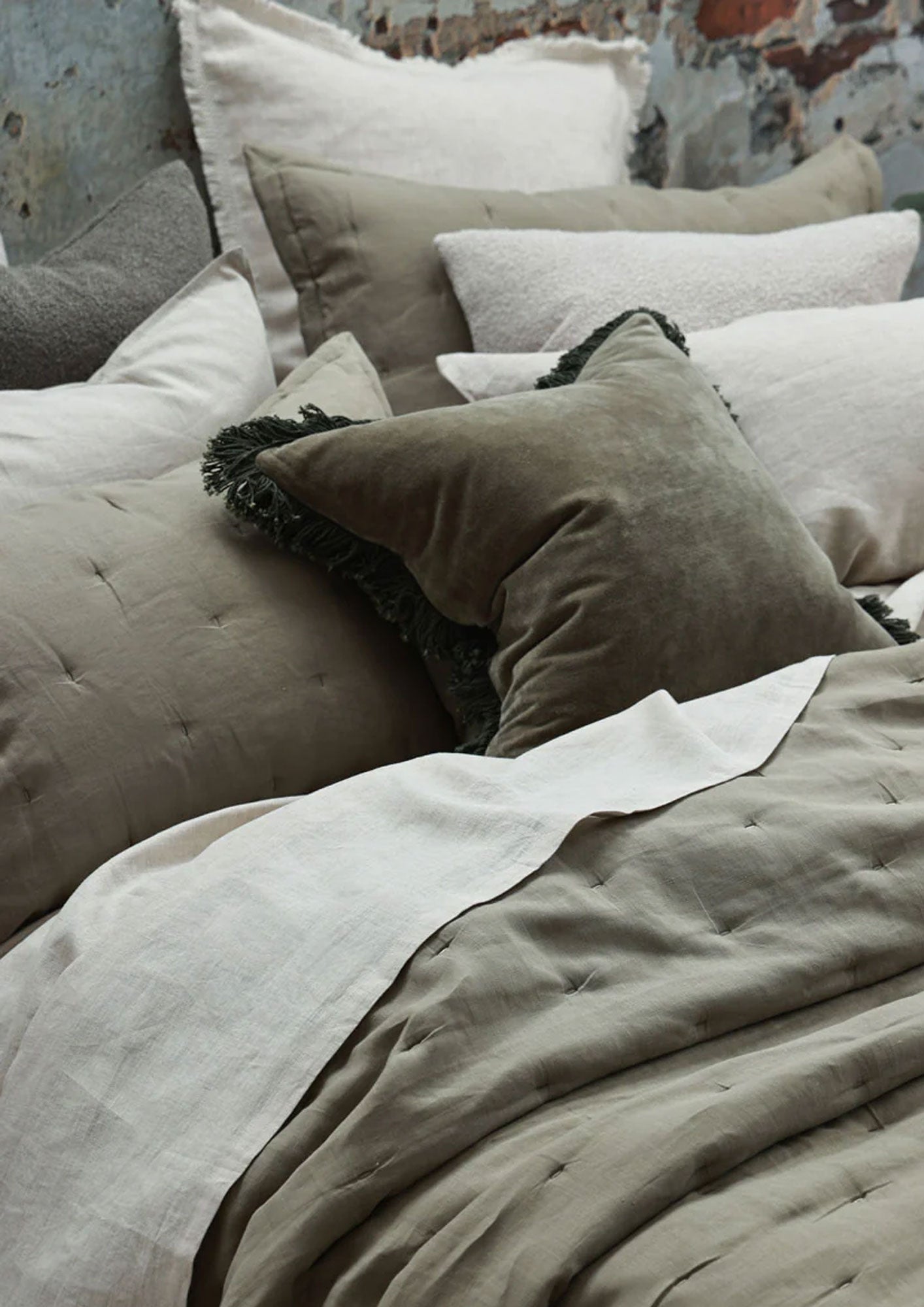 Laundered Linen Bedspread Set