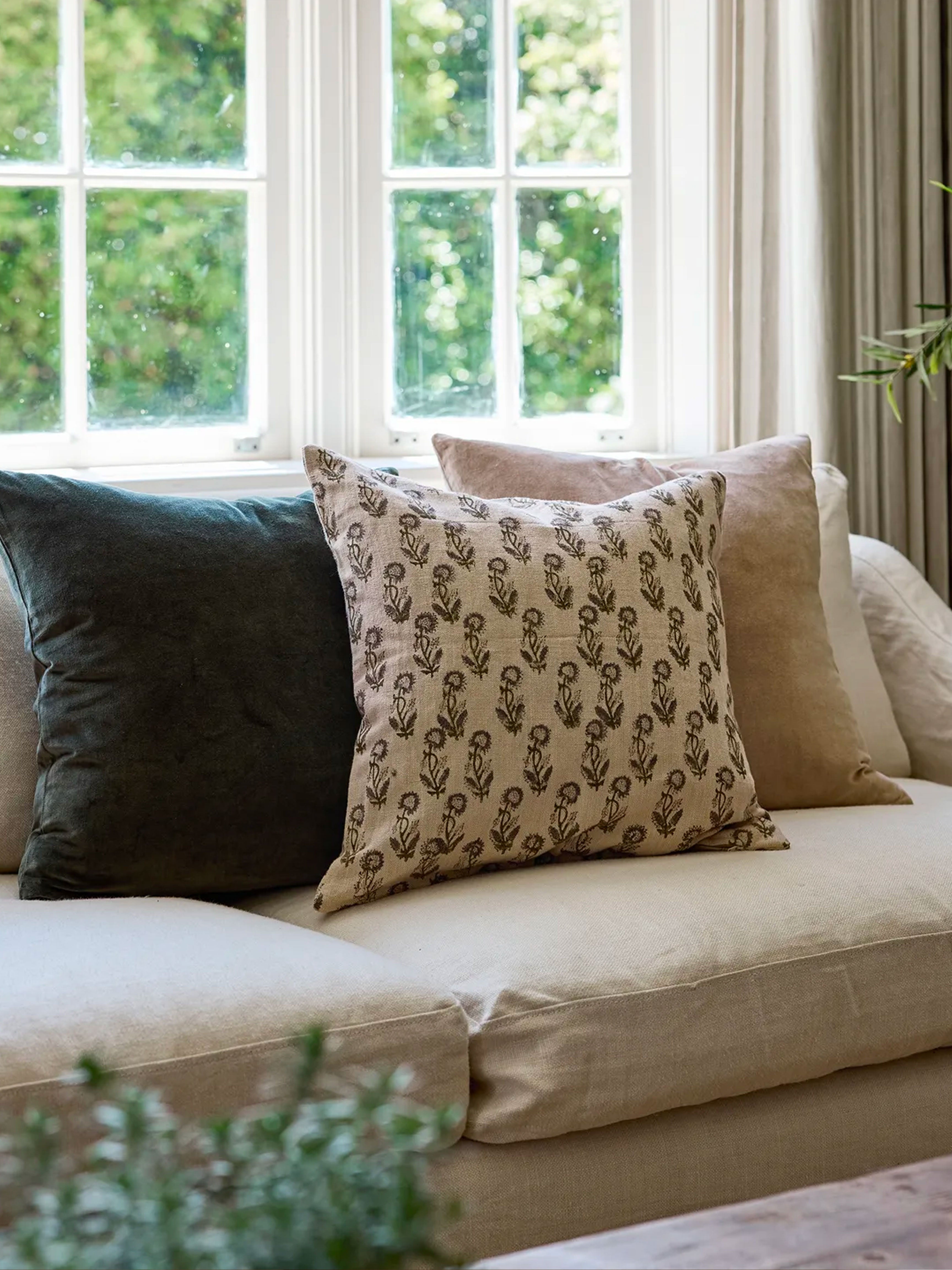 Liliana Floral Handblock Cushion Cover