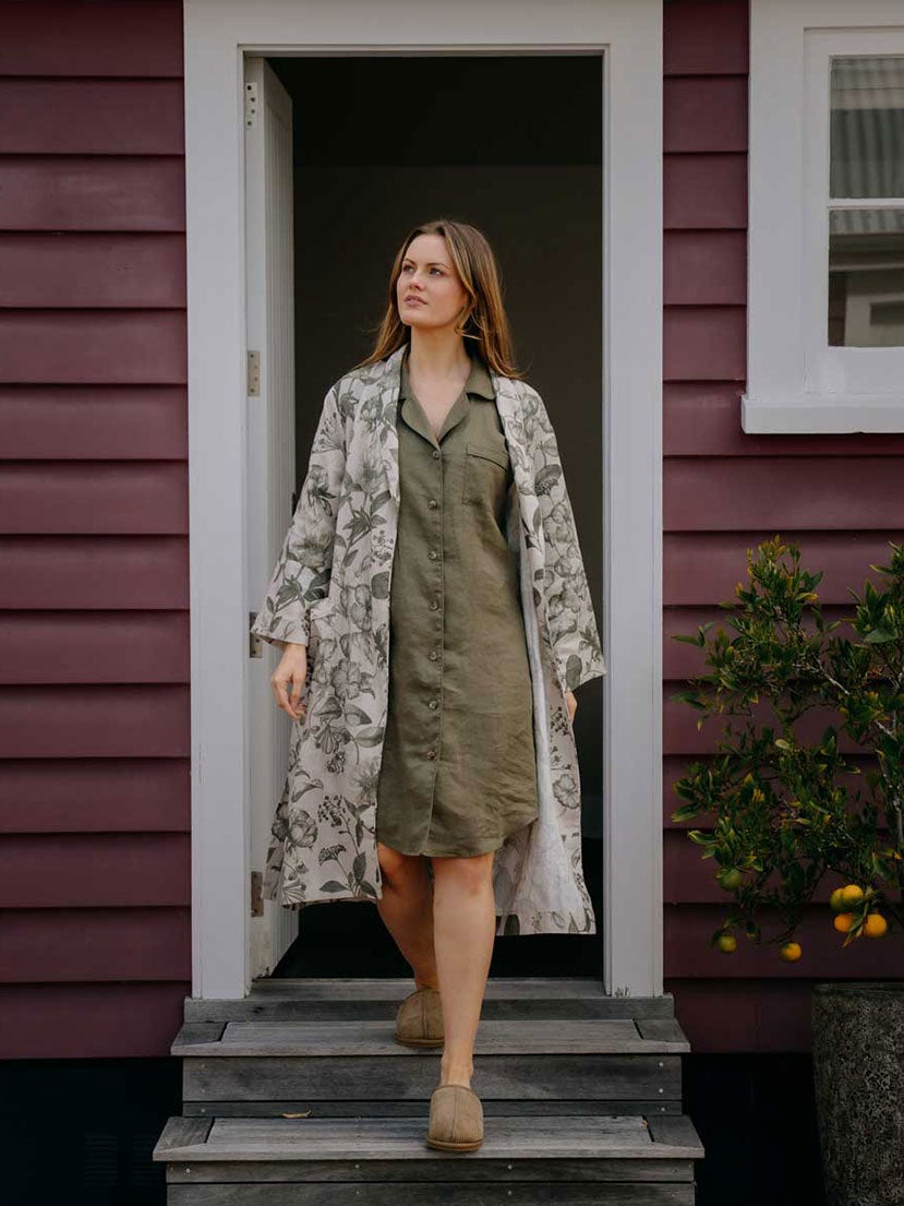 Linen Robe Botanical