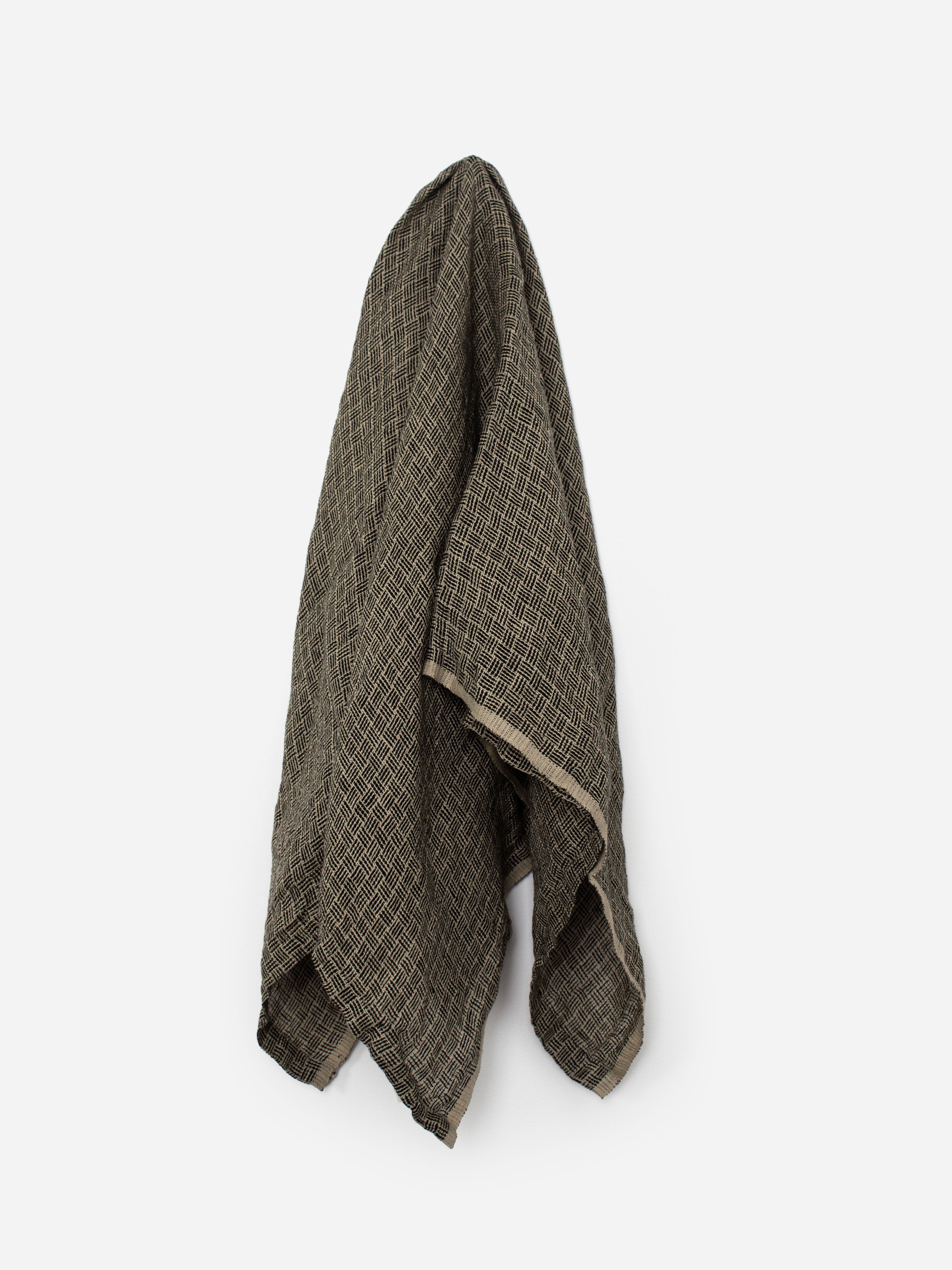 Natural Stripe Check Tea Towel