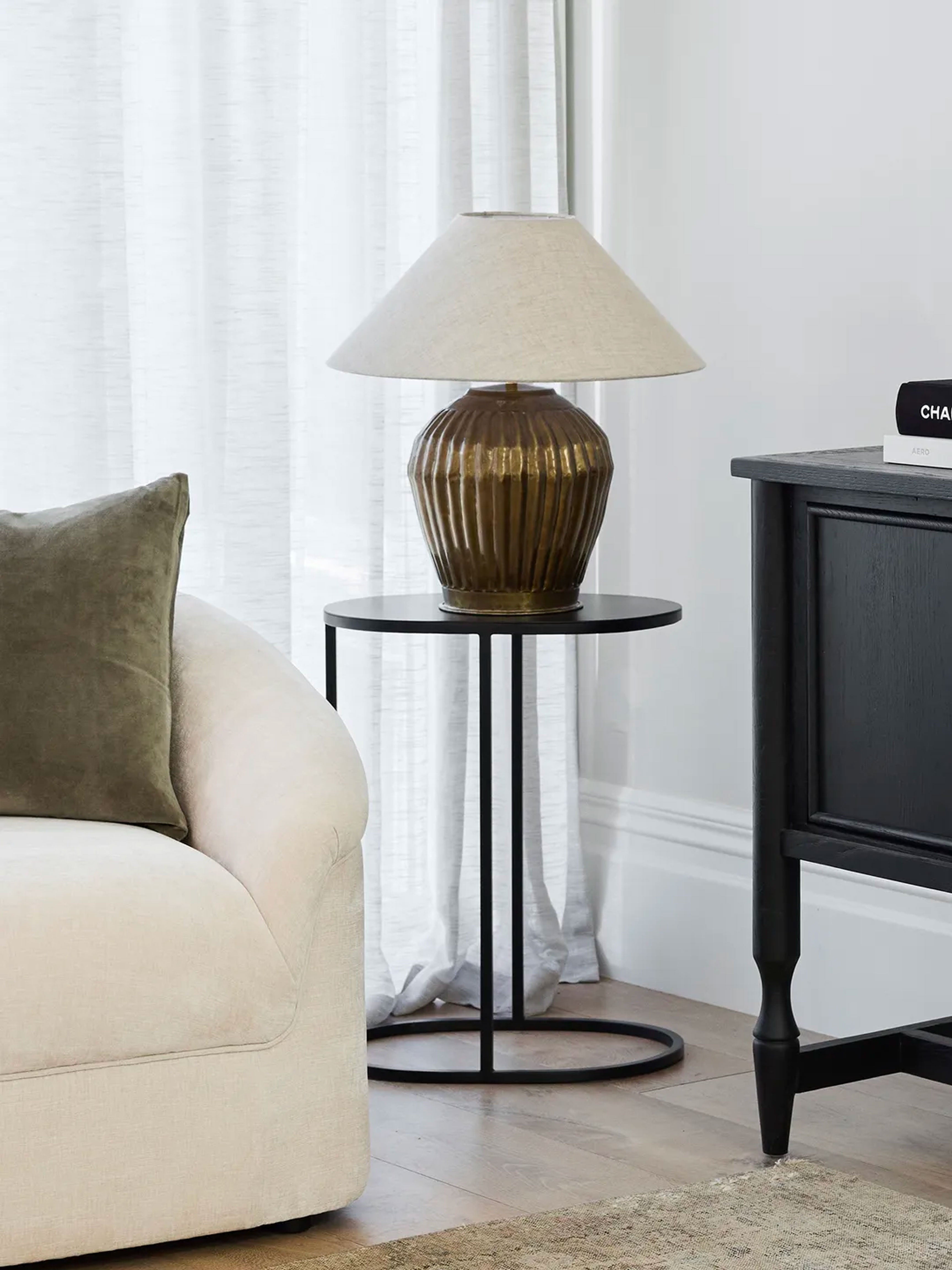 Oval Black Couch Side Table