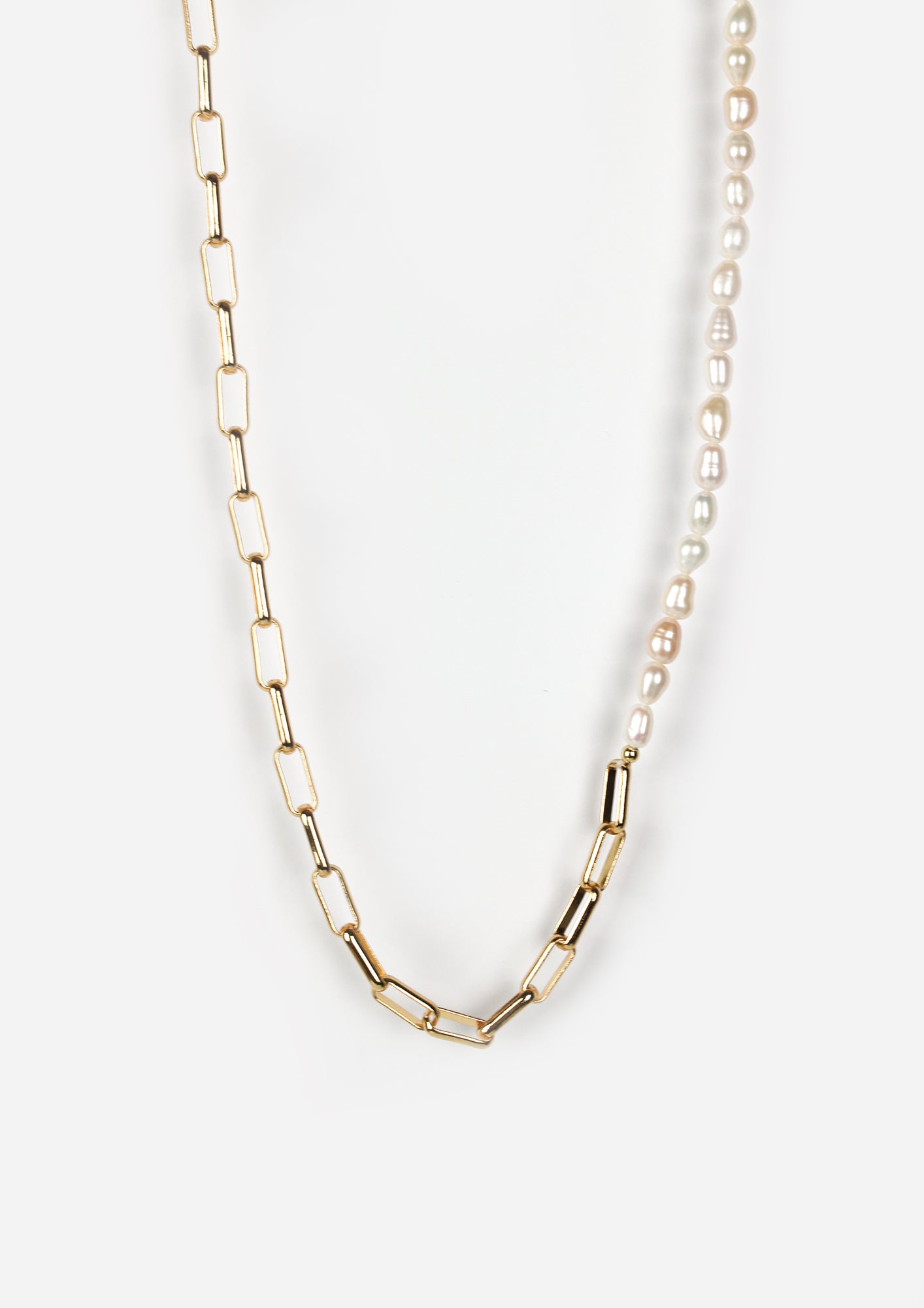 Pearl & Paperclip Chain Necklace