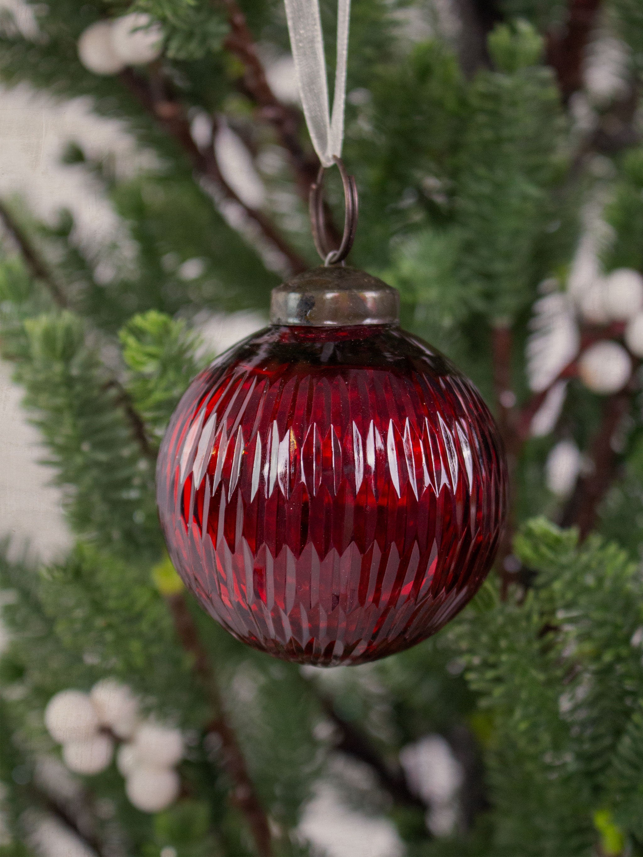 Petite Red Cut Glass Bauble