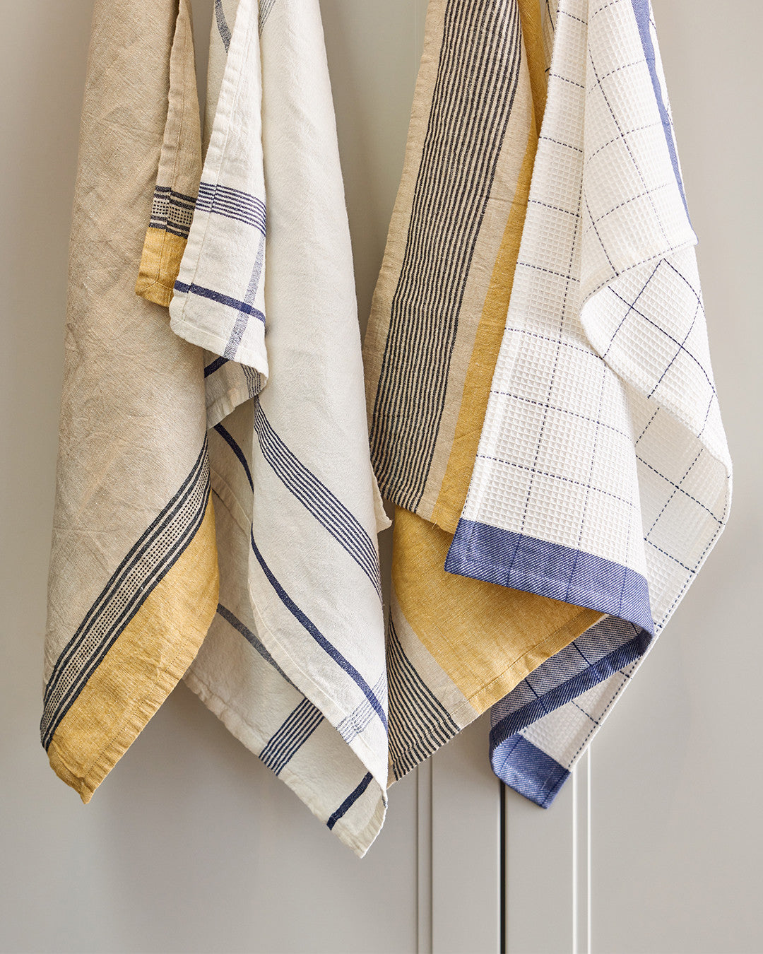Plaid Cotton Linen Marine Tea Towel