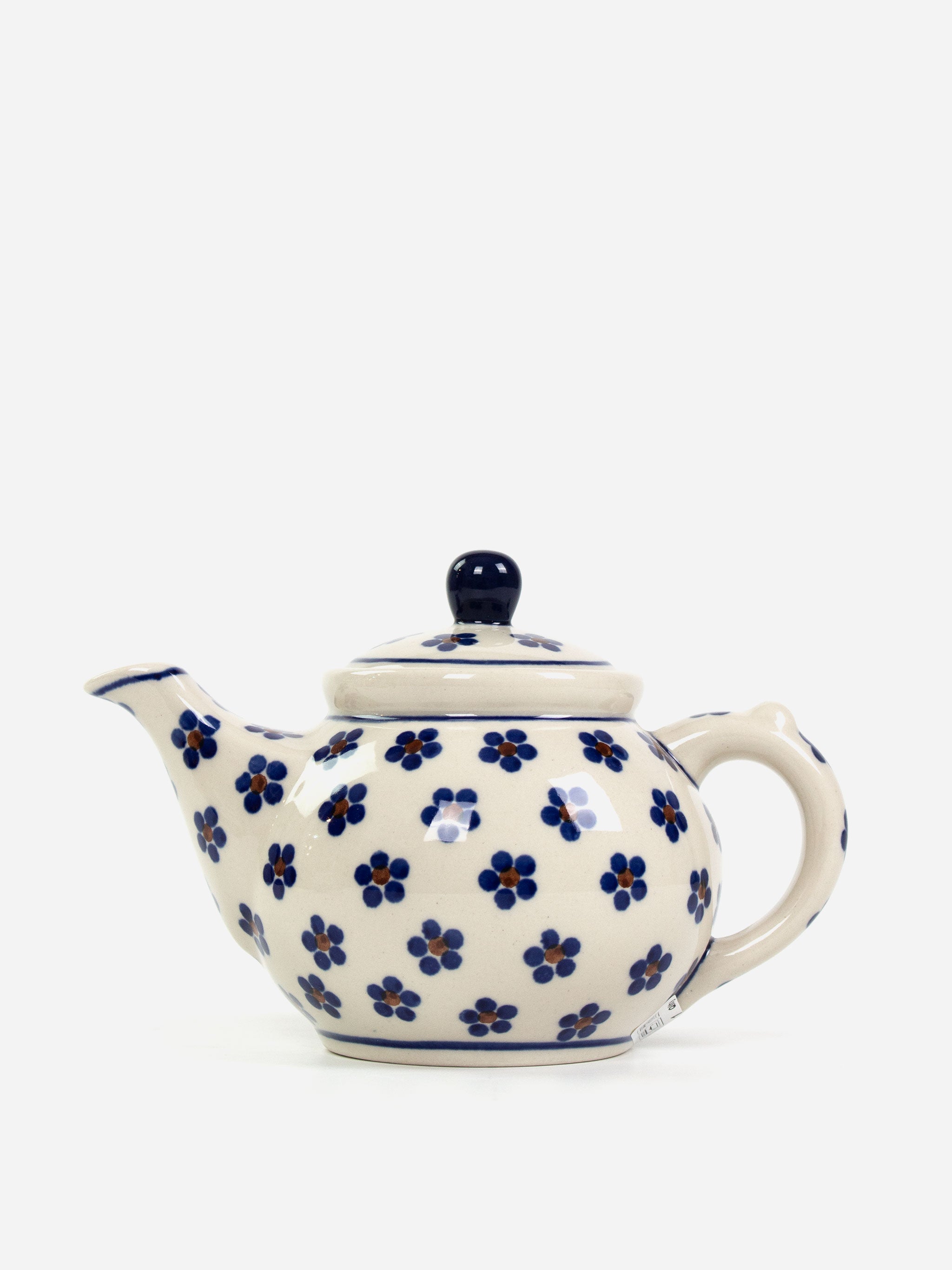 Polishware 12cm teapot with stylised daisy design in blue and white