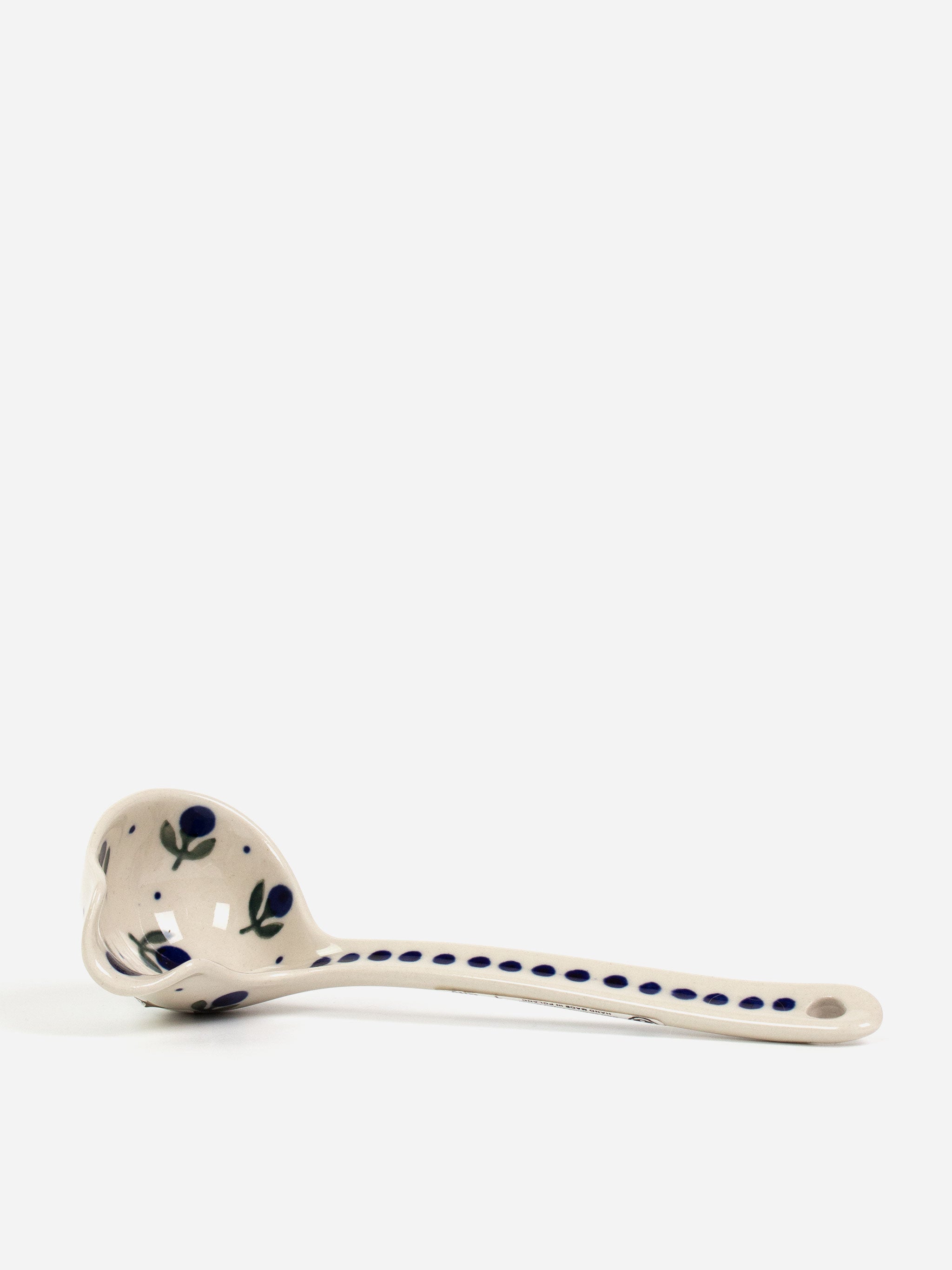 Polishware ladle, 17cm, featuring traditional blue and white handpainted pattern