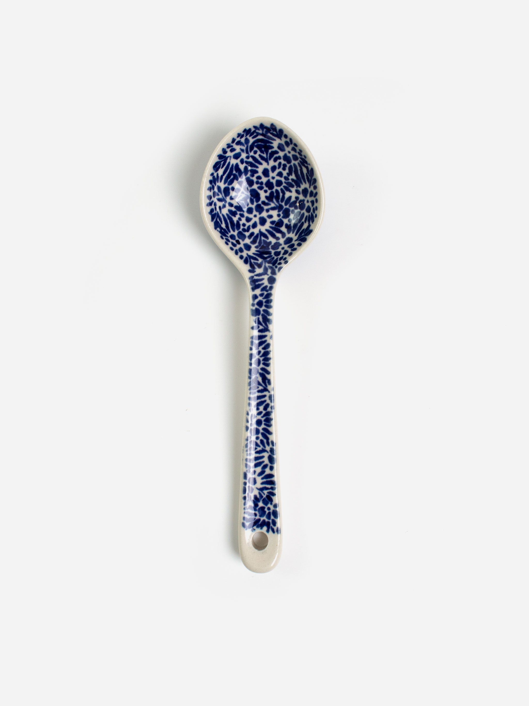 Polishware spoon, 18cm, featuring traditional blue and white pattern