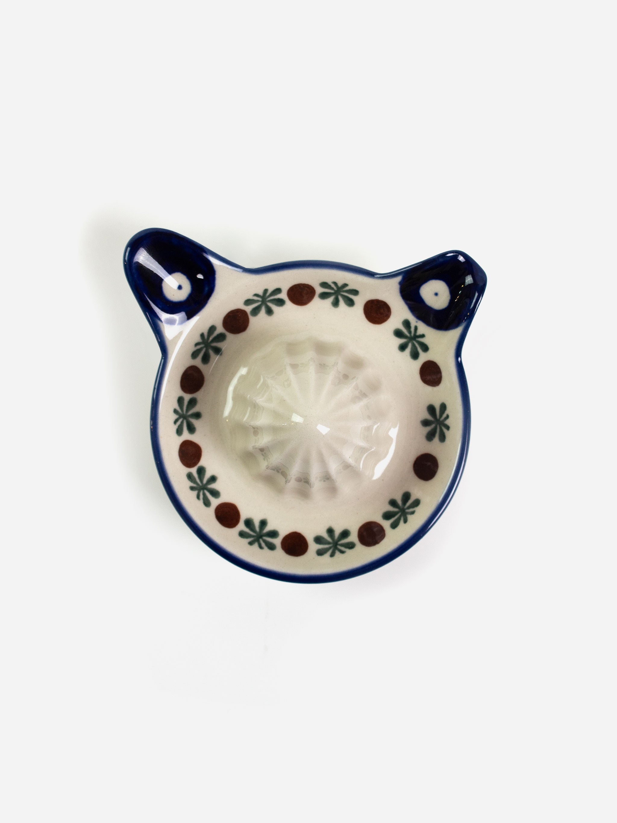 Polishware handpainted ceramic juicer with traditional apple pattern and blue rim