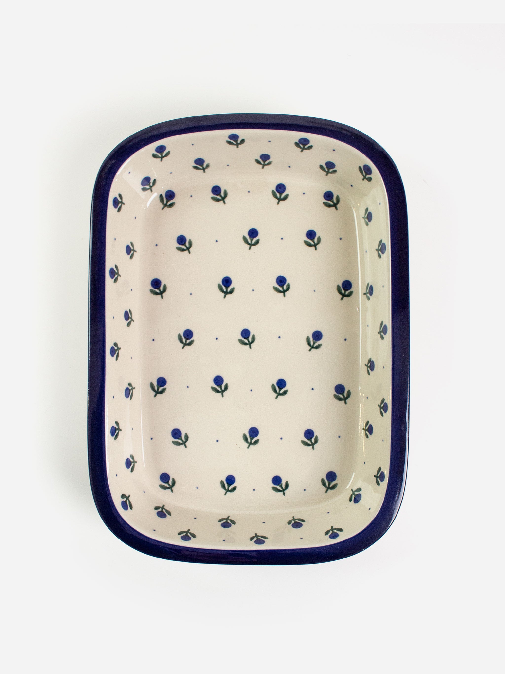 Large Polishware serving dish featuring traditional blue and white patterns