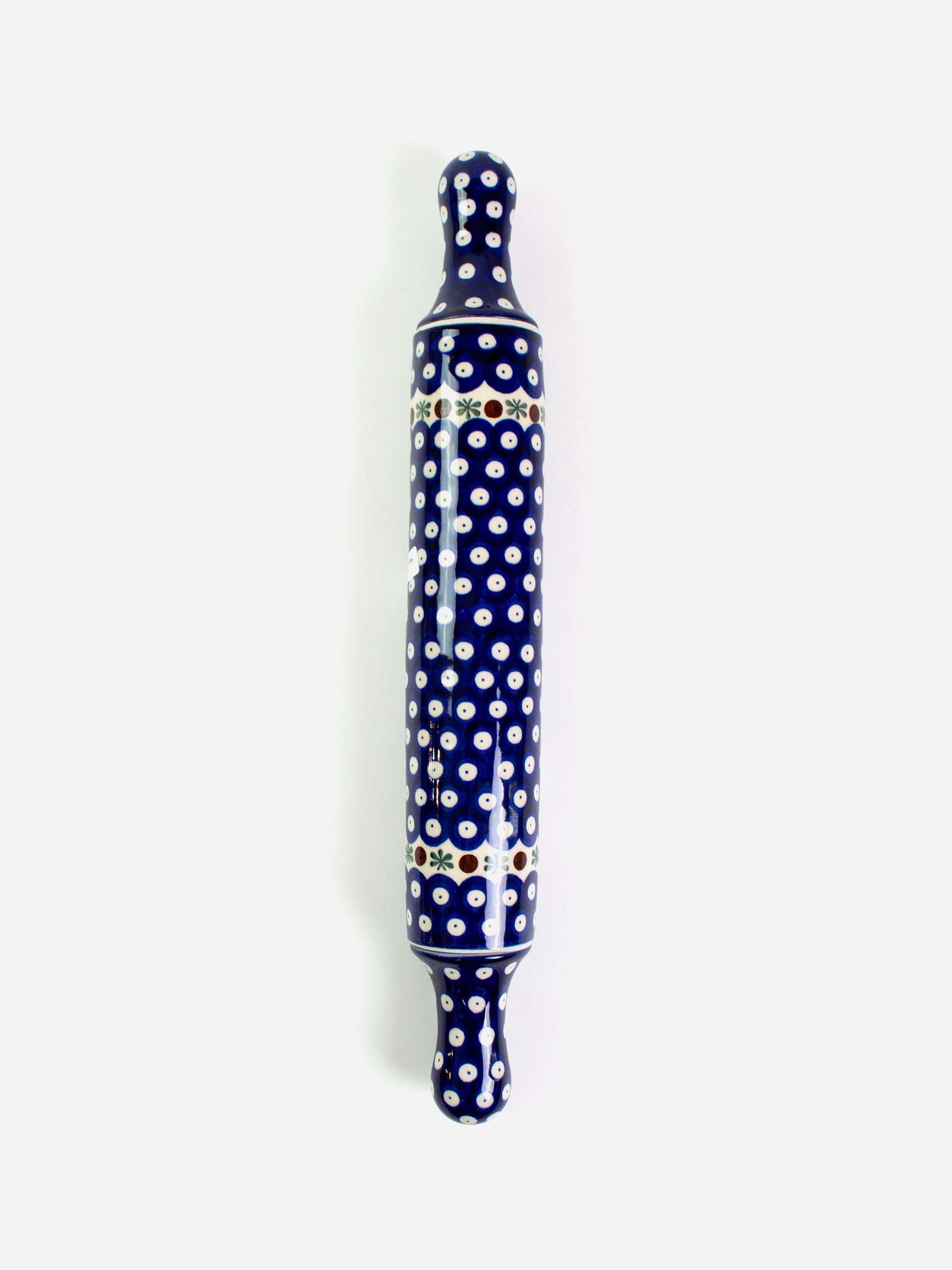 Polishware wooden rolling pin decorated with colorful handpainted patterns
