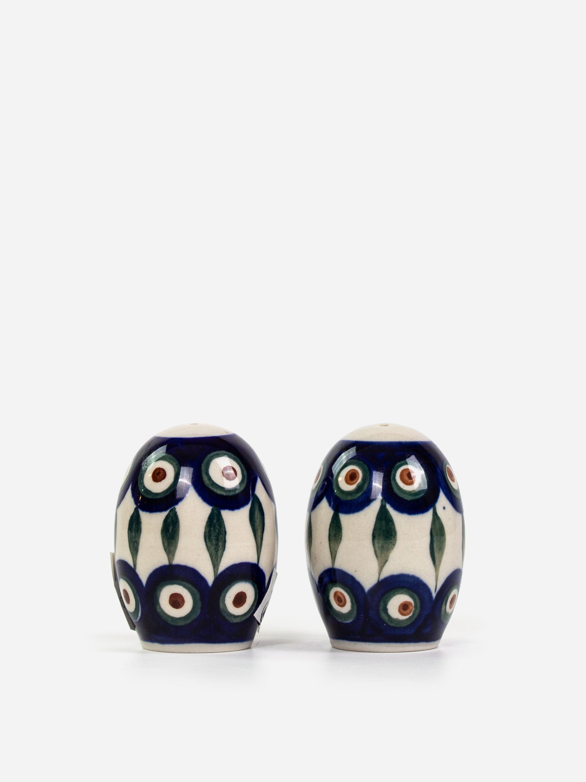 Set of Polishware small salt and pepper shakers featuring classic handpainted patterns