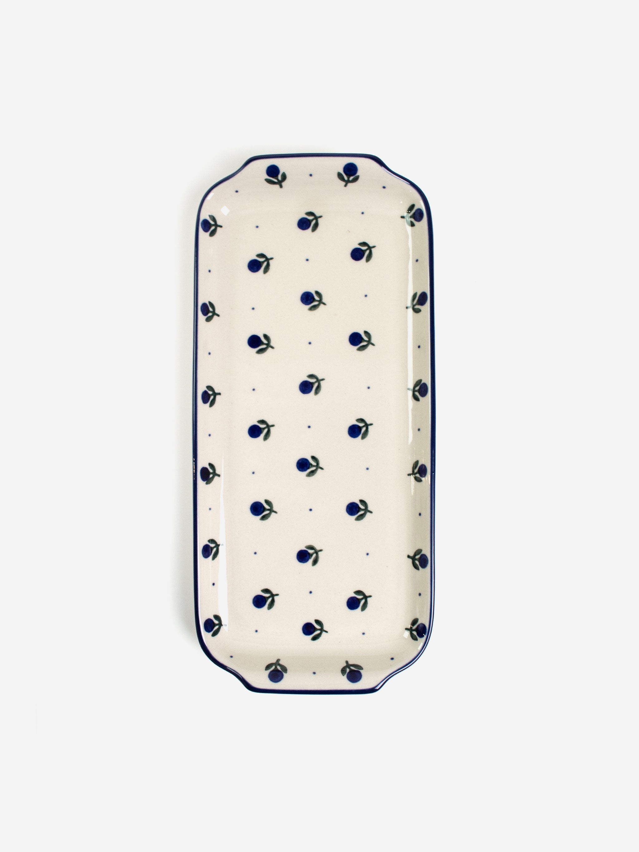 Polishware handpainted small sandwich tray with traditional blueberry pattern