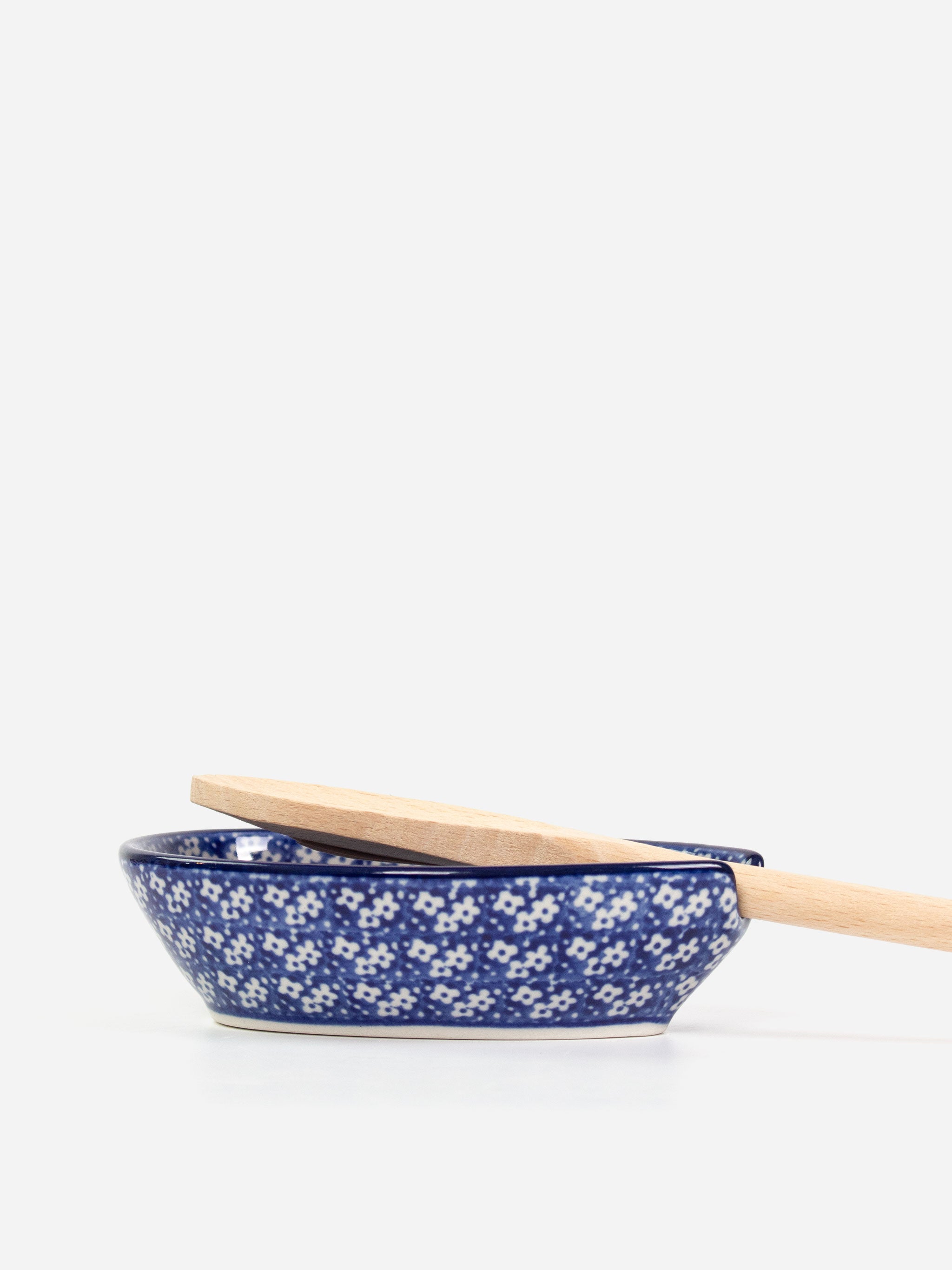 Polishware ceramic spoon rest featuring colorful handpainted patterns