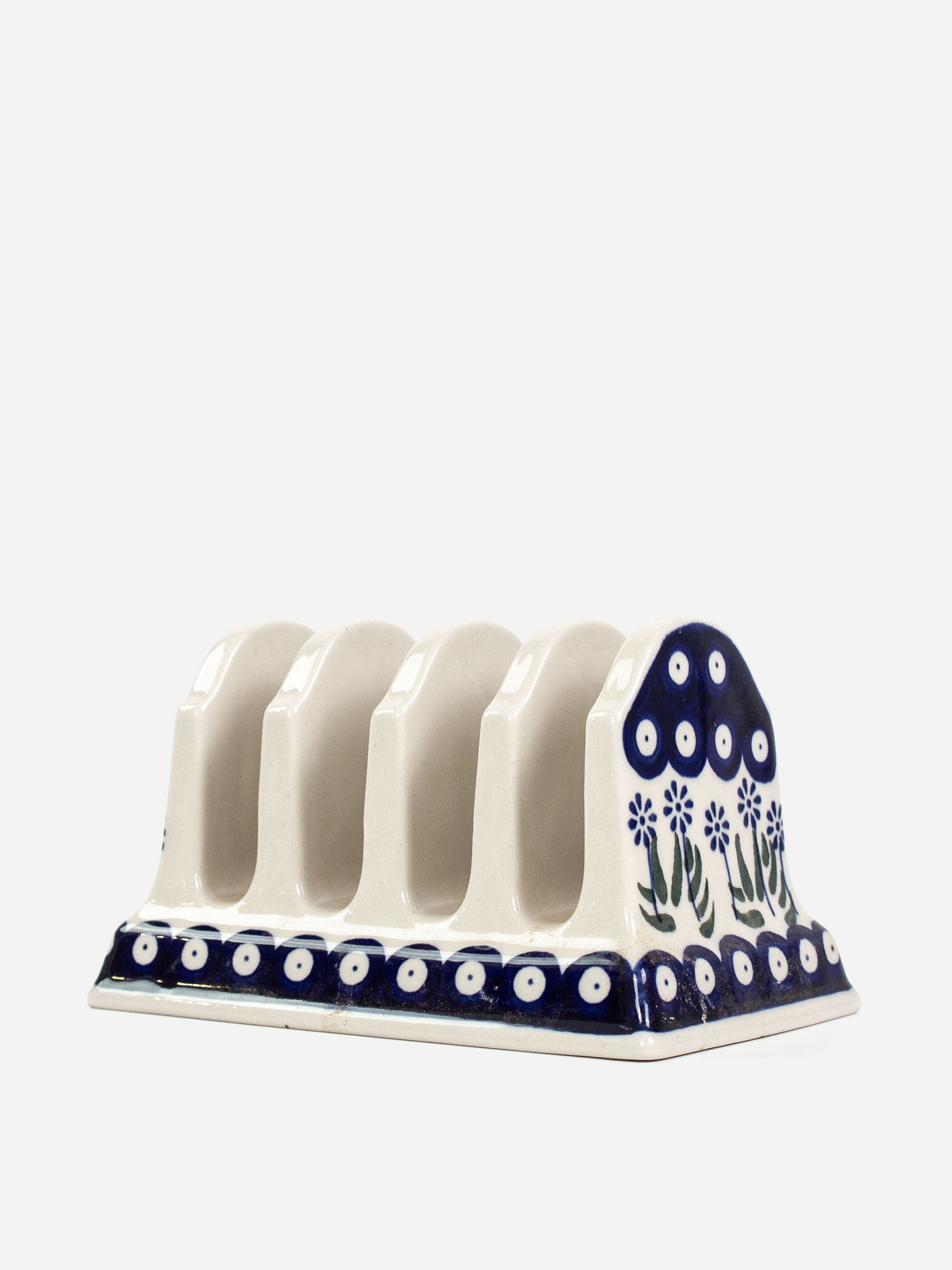 Polishware ceramic toast rack featuring colorful handpainted patterns