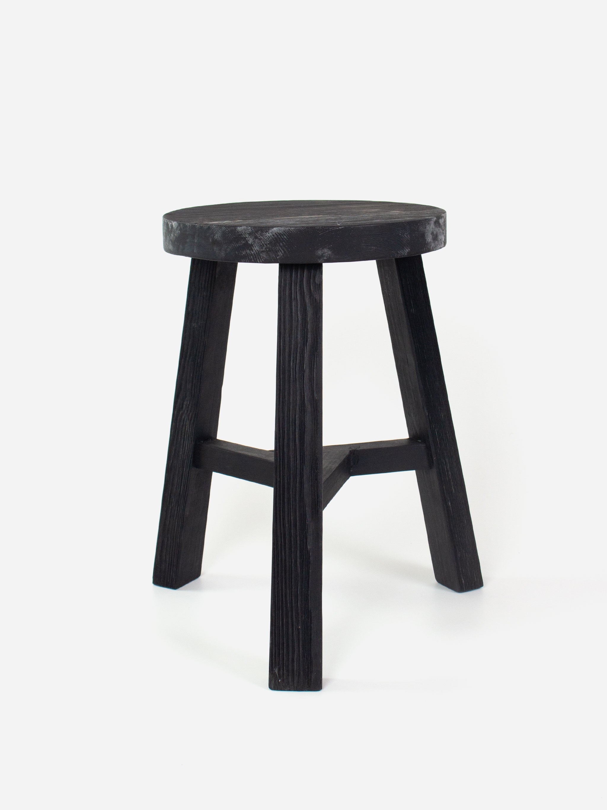 Reclaimed Black Round Stool
