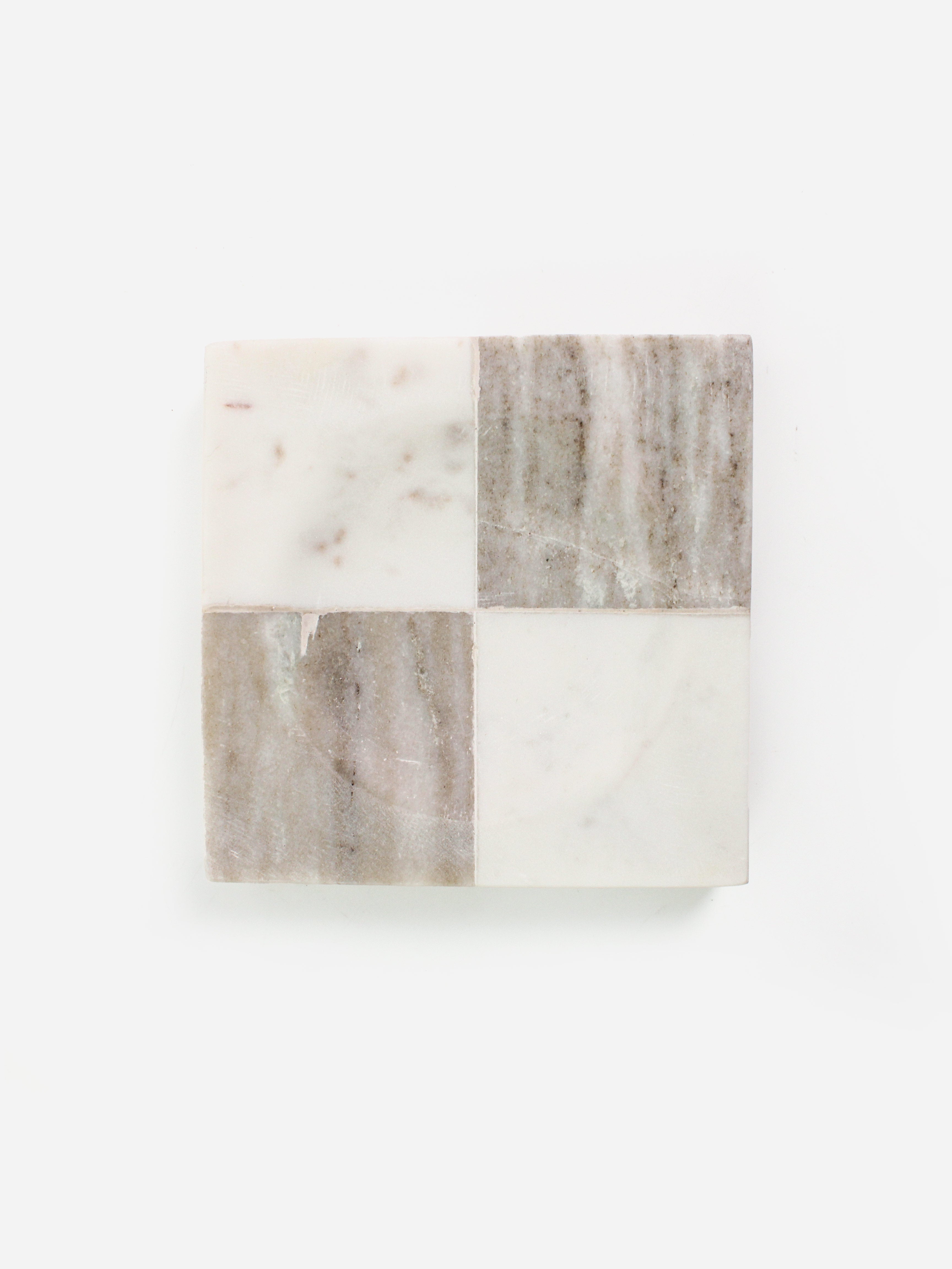 Sachi White & Beige Check Dish