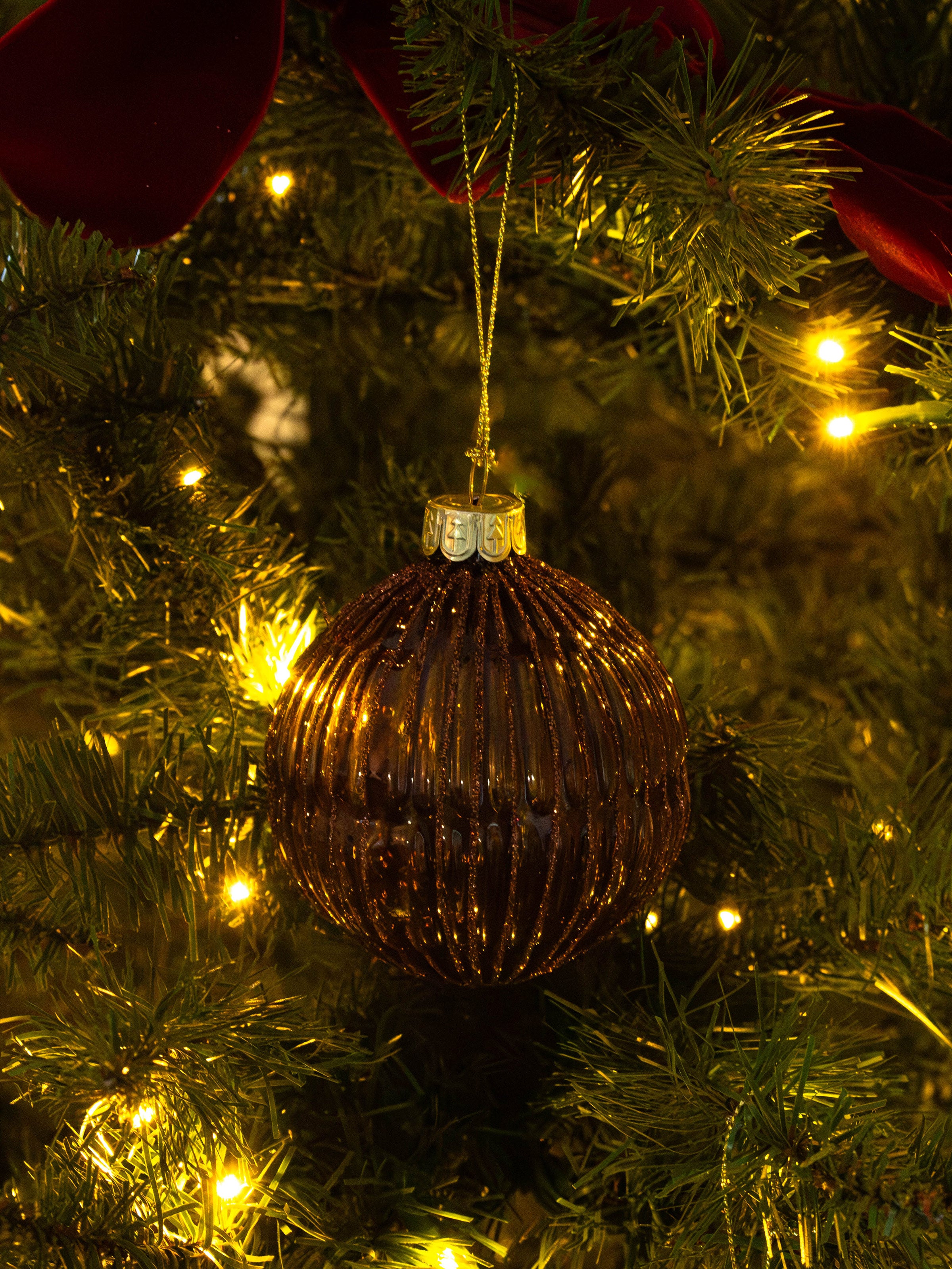 Sparkling Chestnut Sphere Glass Bauble