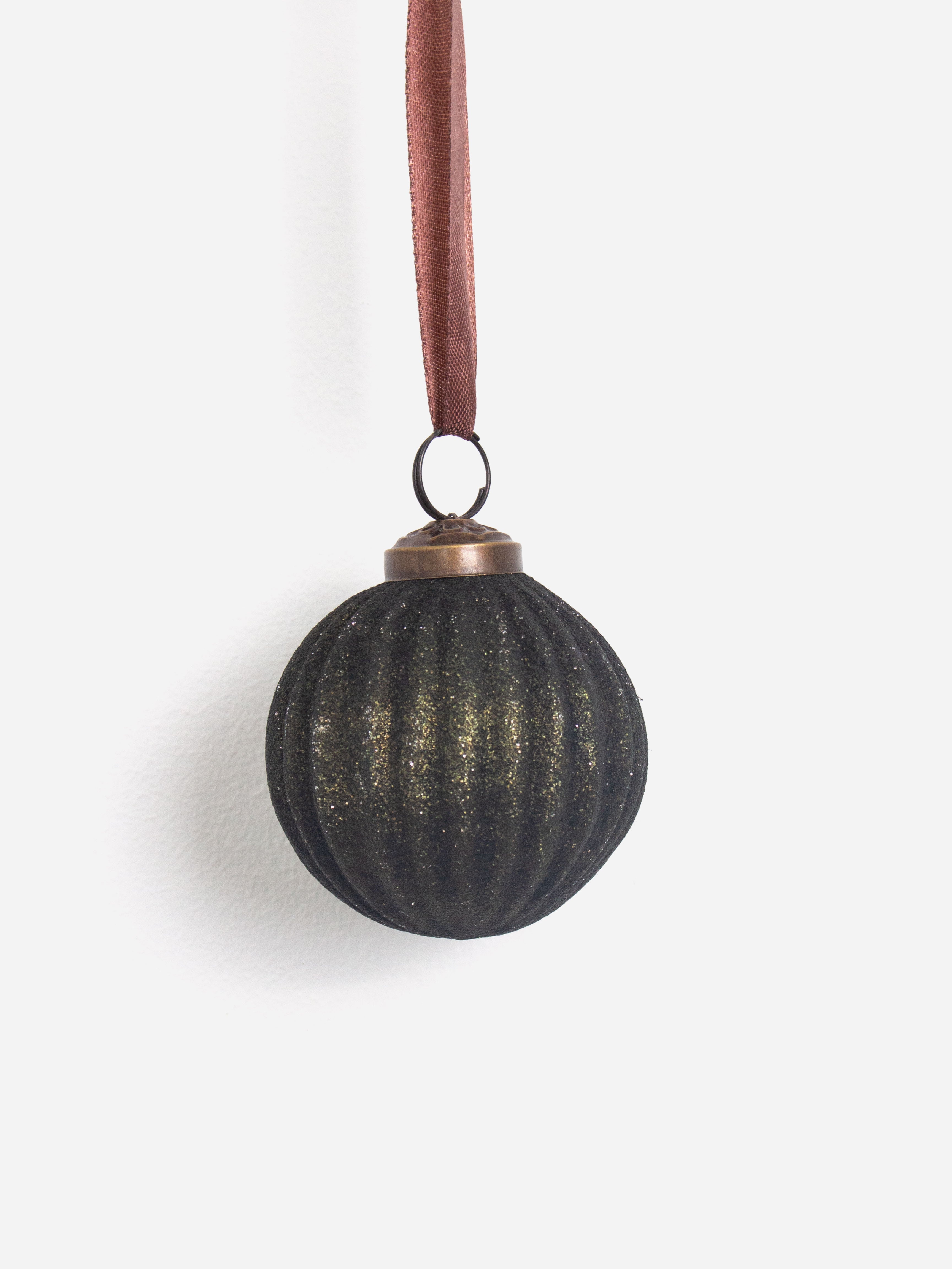 Stripe Green Glitter Bauble