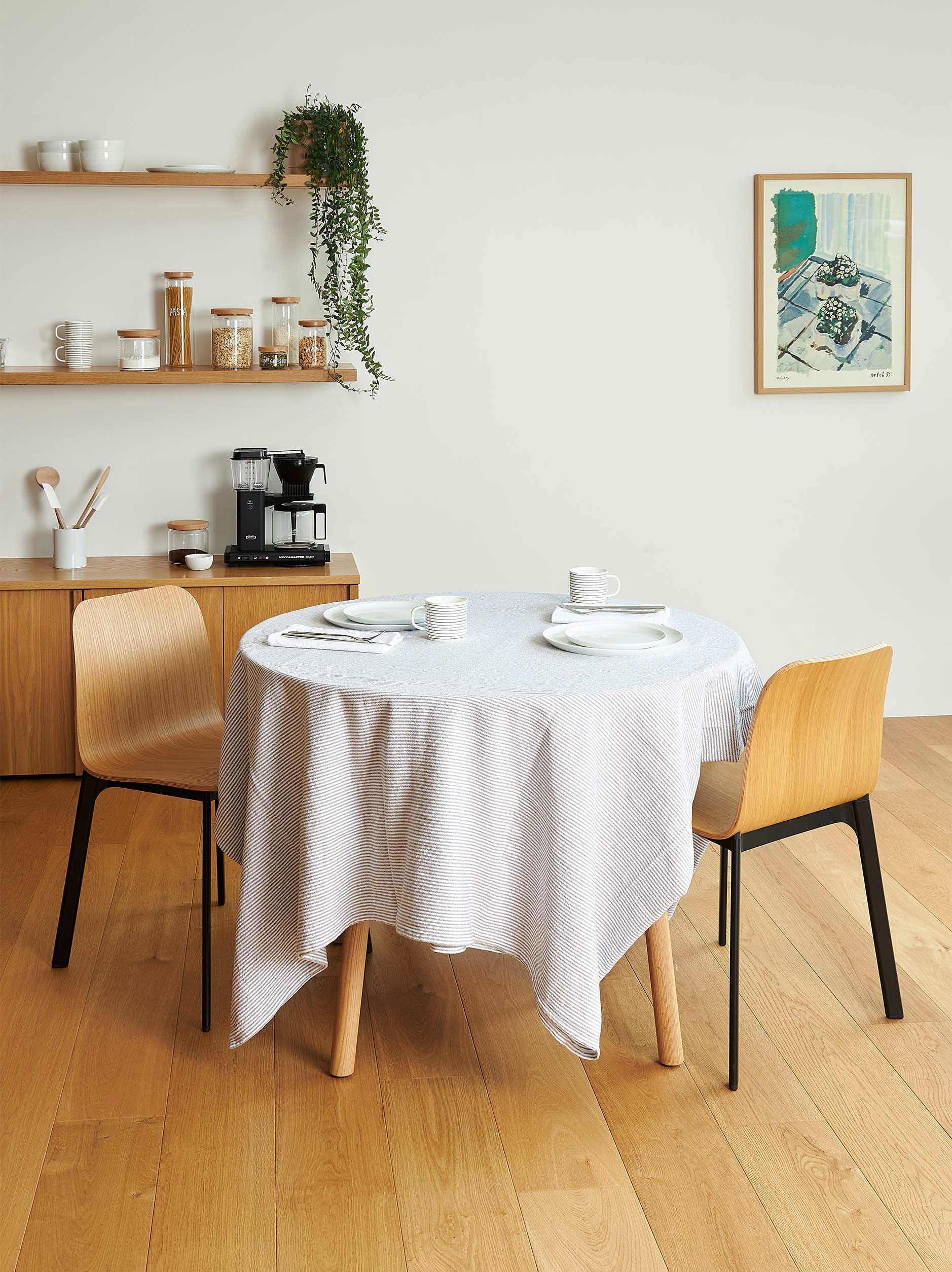 Stripe Washed Cotton Tablecloth Grey