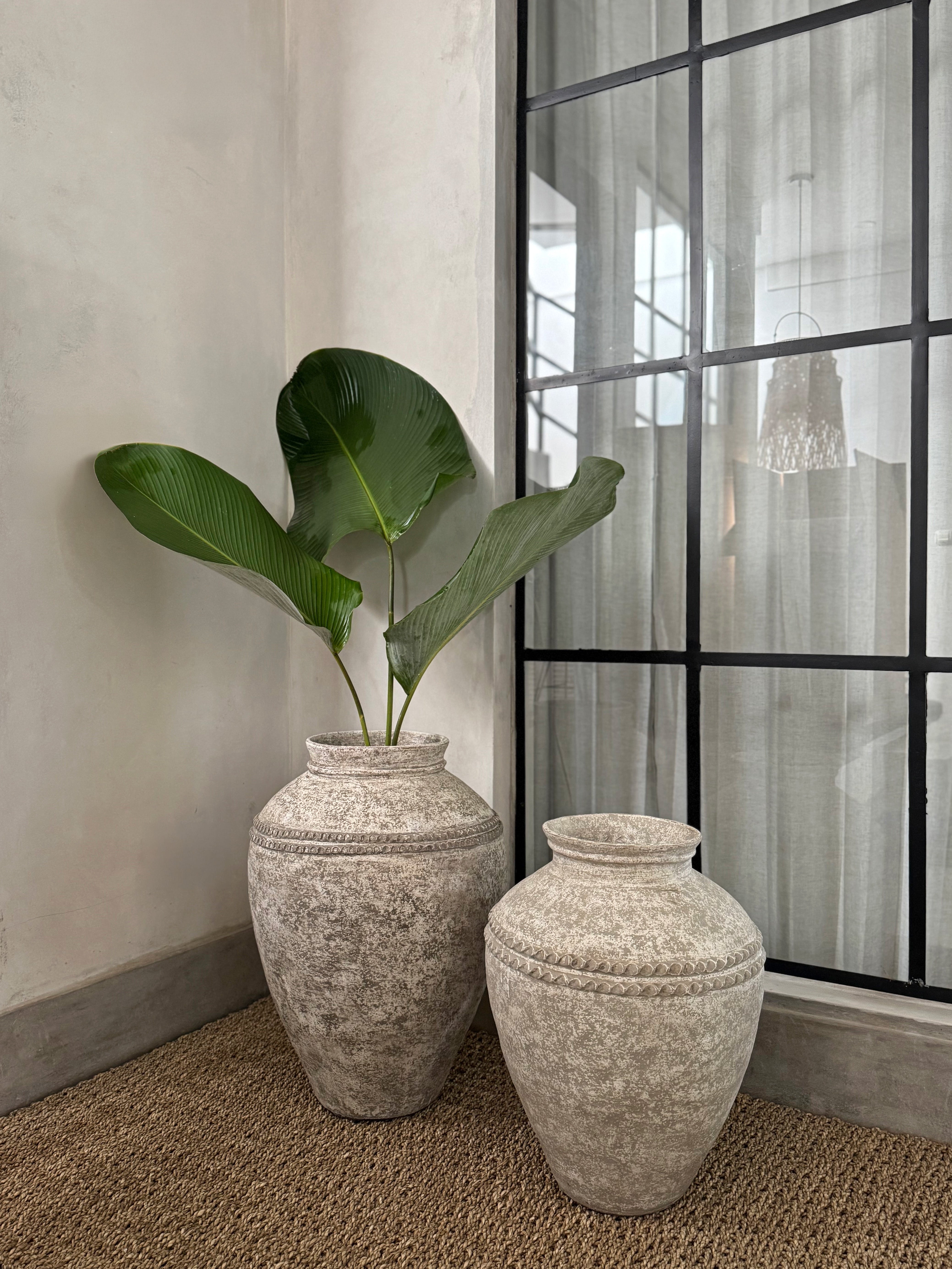 Lombok Rustic White Beaded Urn