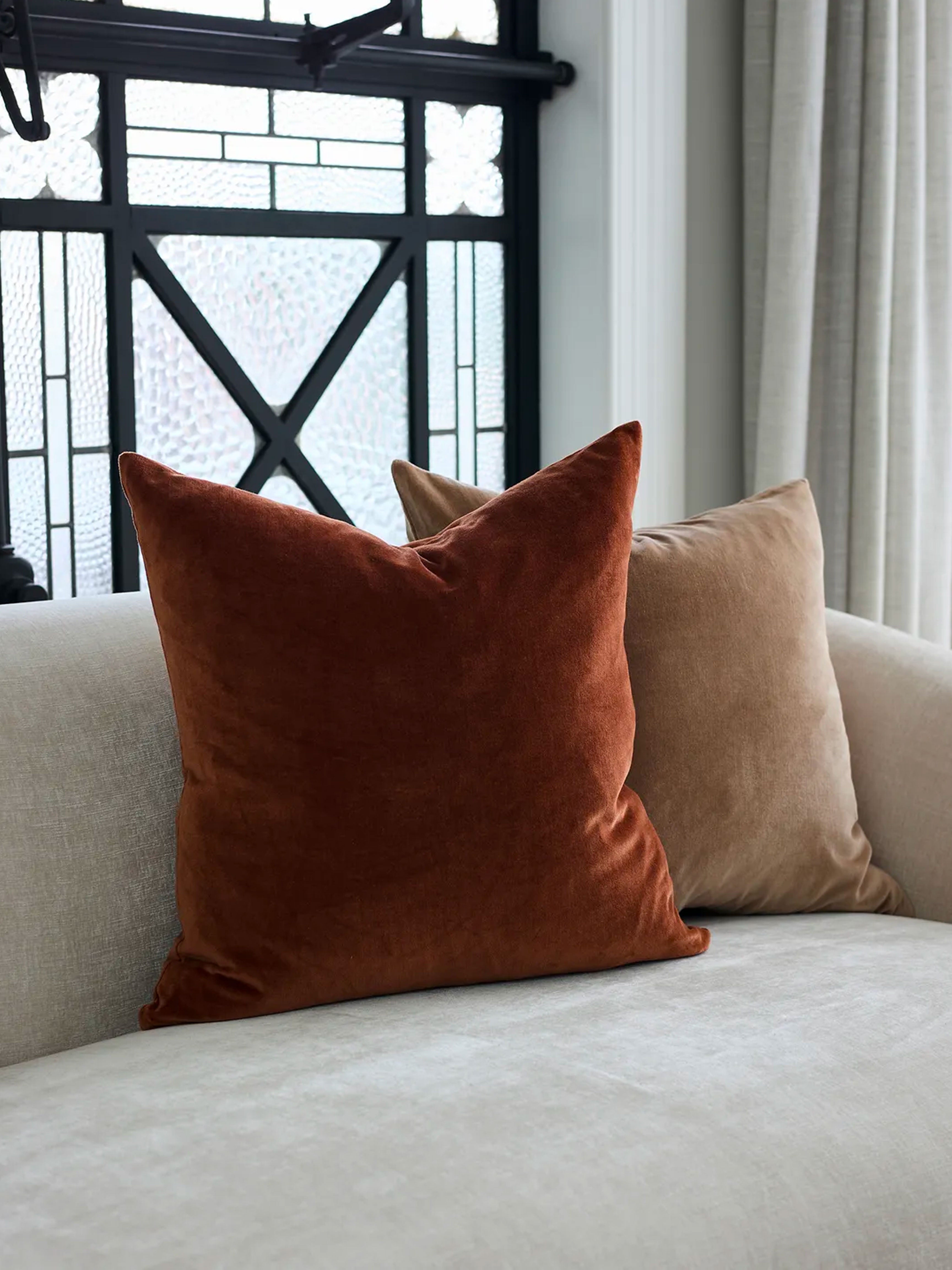Velvet Cinnamon Cushion Cover